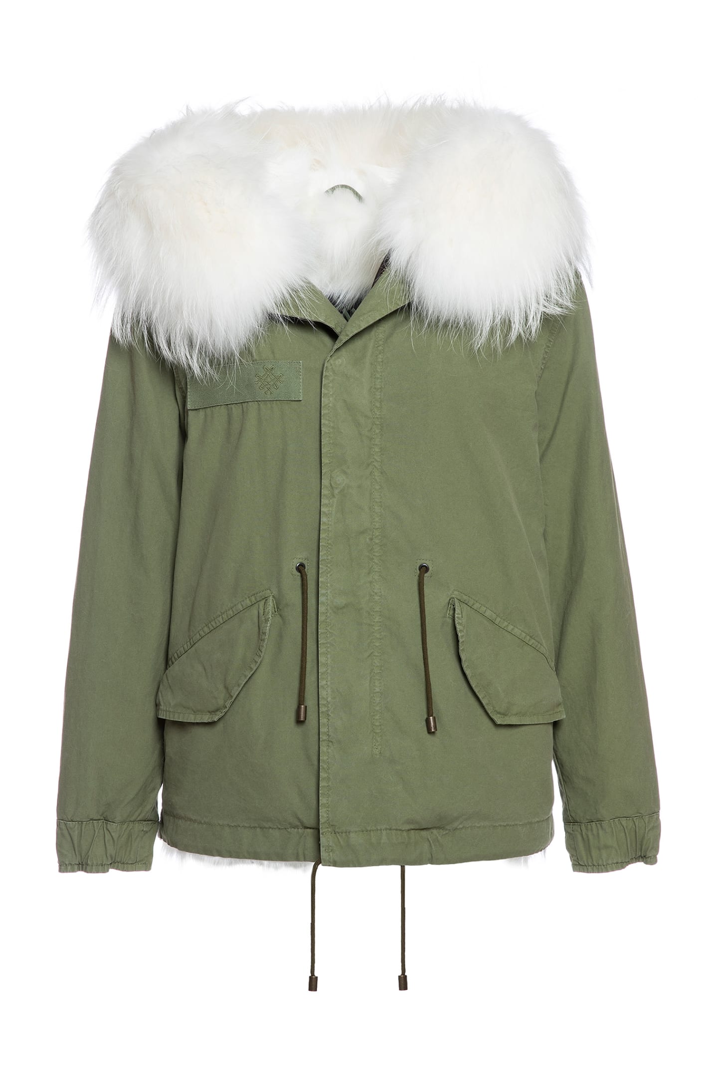 Mr & Mrs Italy Exclusive Fw20 Icon Parka: Army Cotton Canvas Mini Parka With Fox Fur Lining