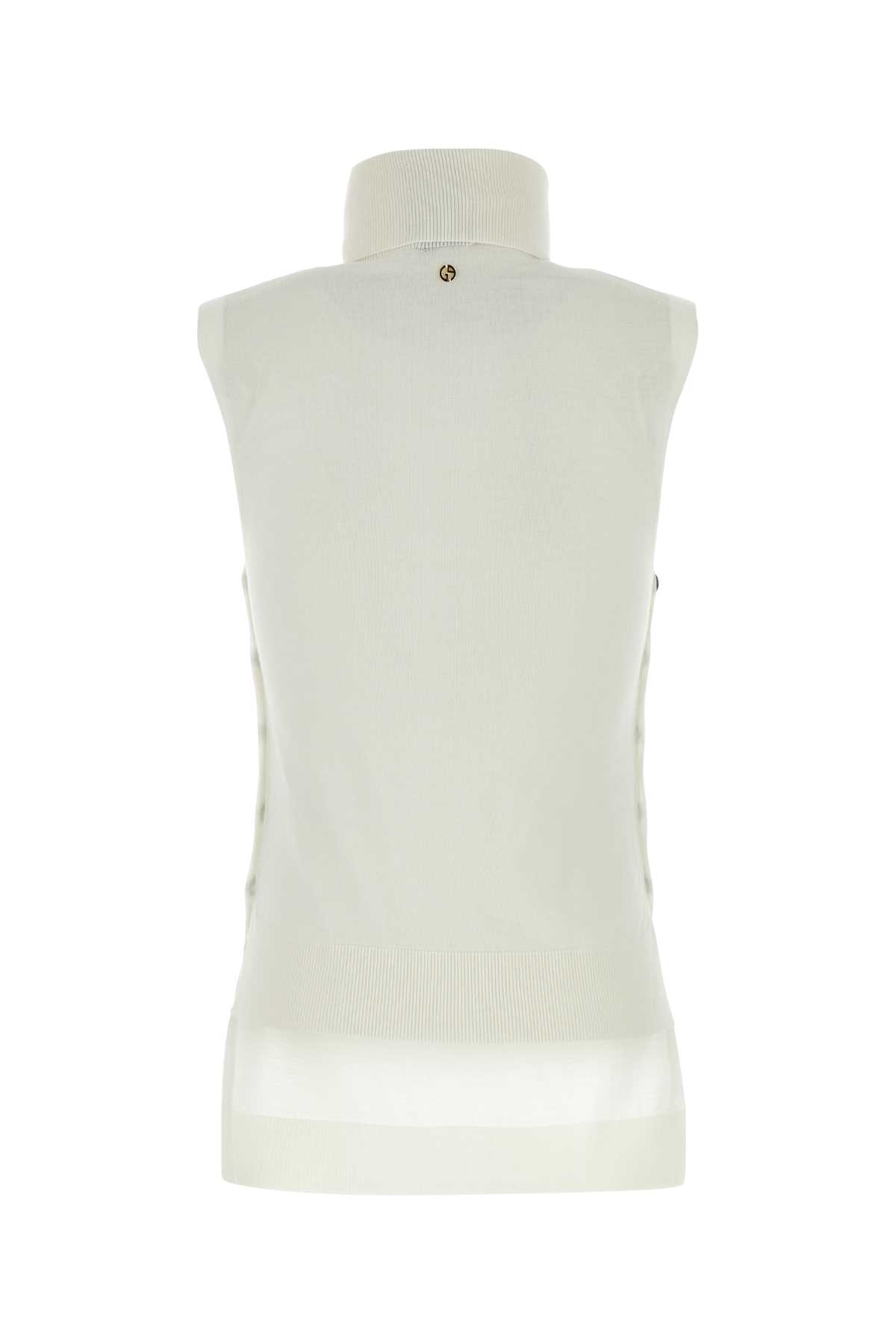 Shop Giorgio Armani Ivory Wool Top In U0bn