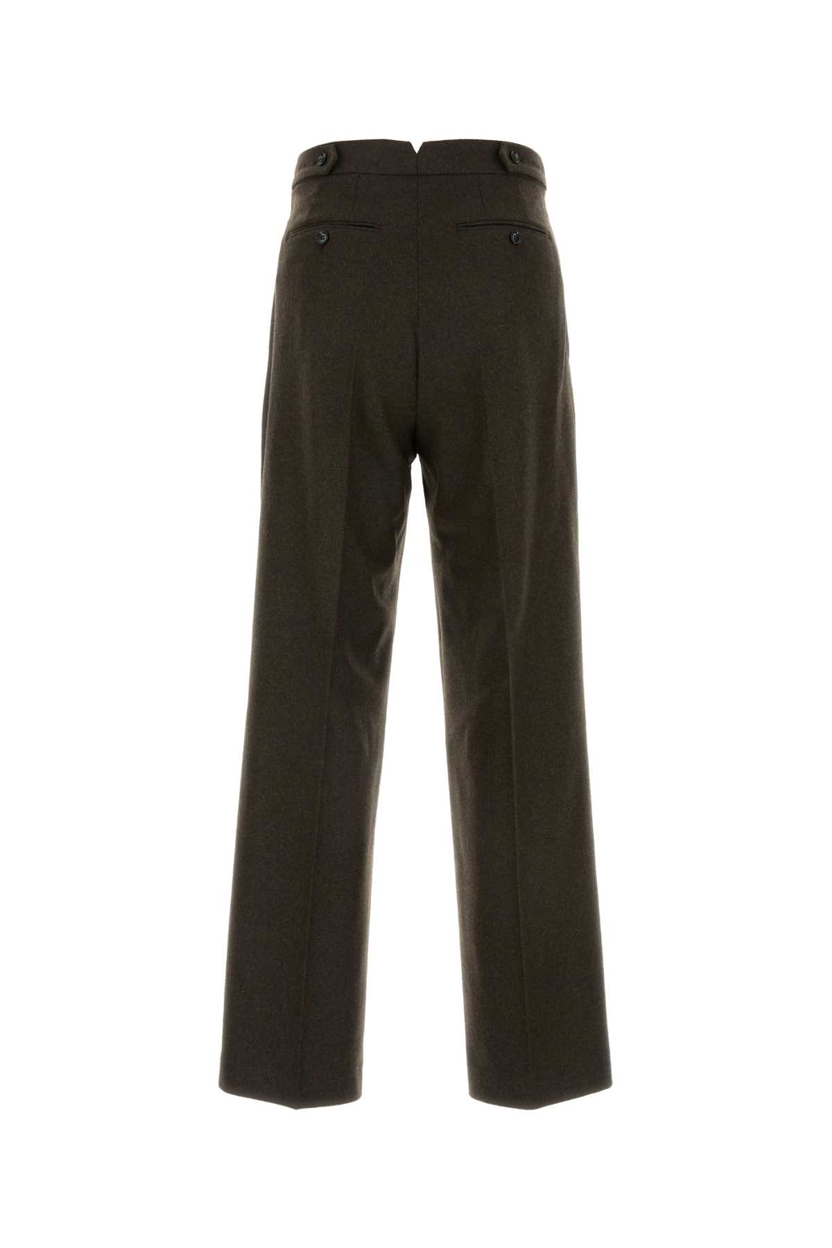 Shop Ami Alexandre Mattiussi Melange Brown Wool Pant In Darkcoffee