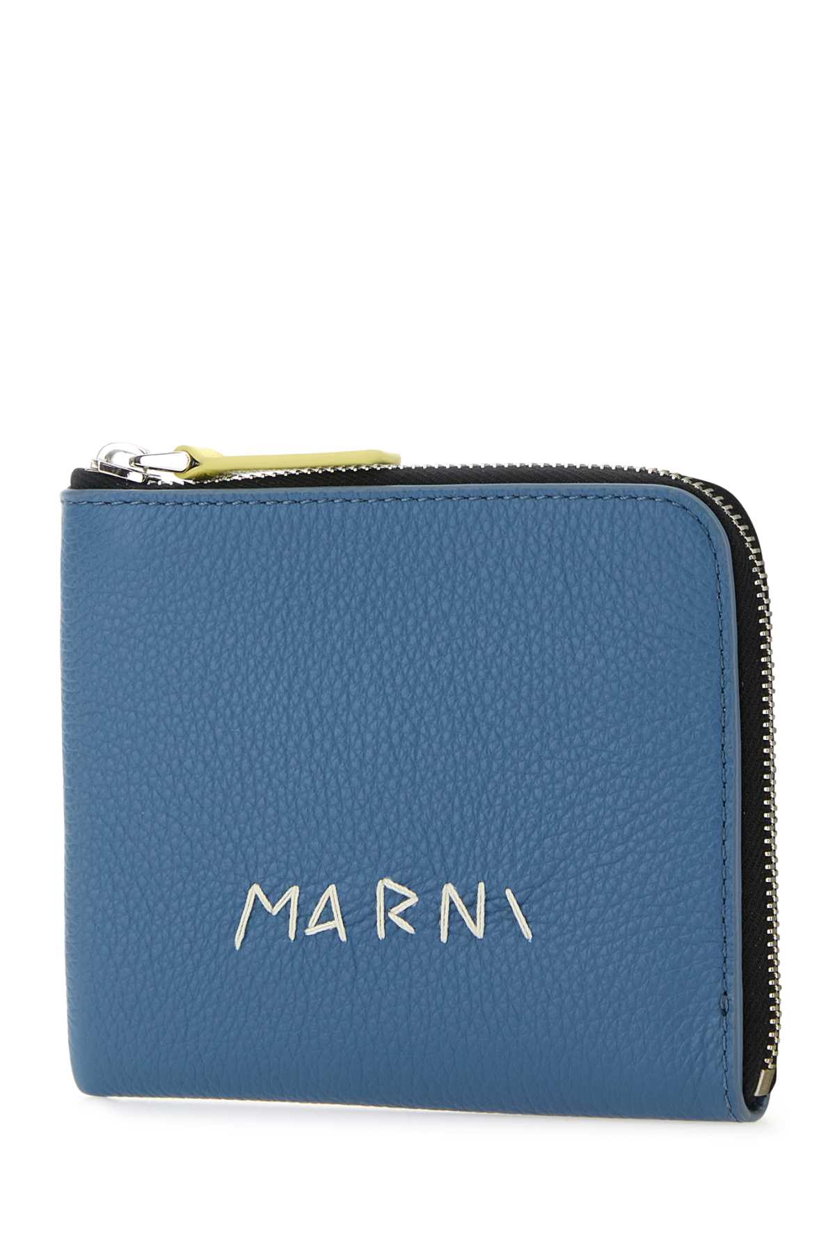 Shop Marni Slate Blue Leather Wallet In Opal