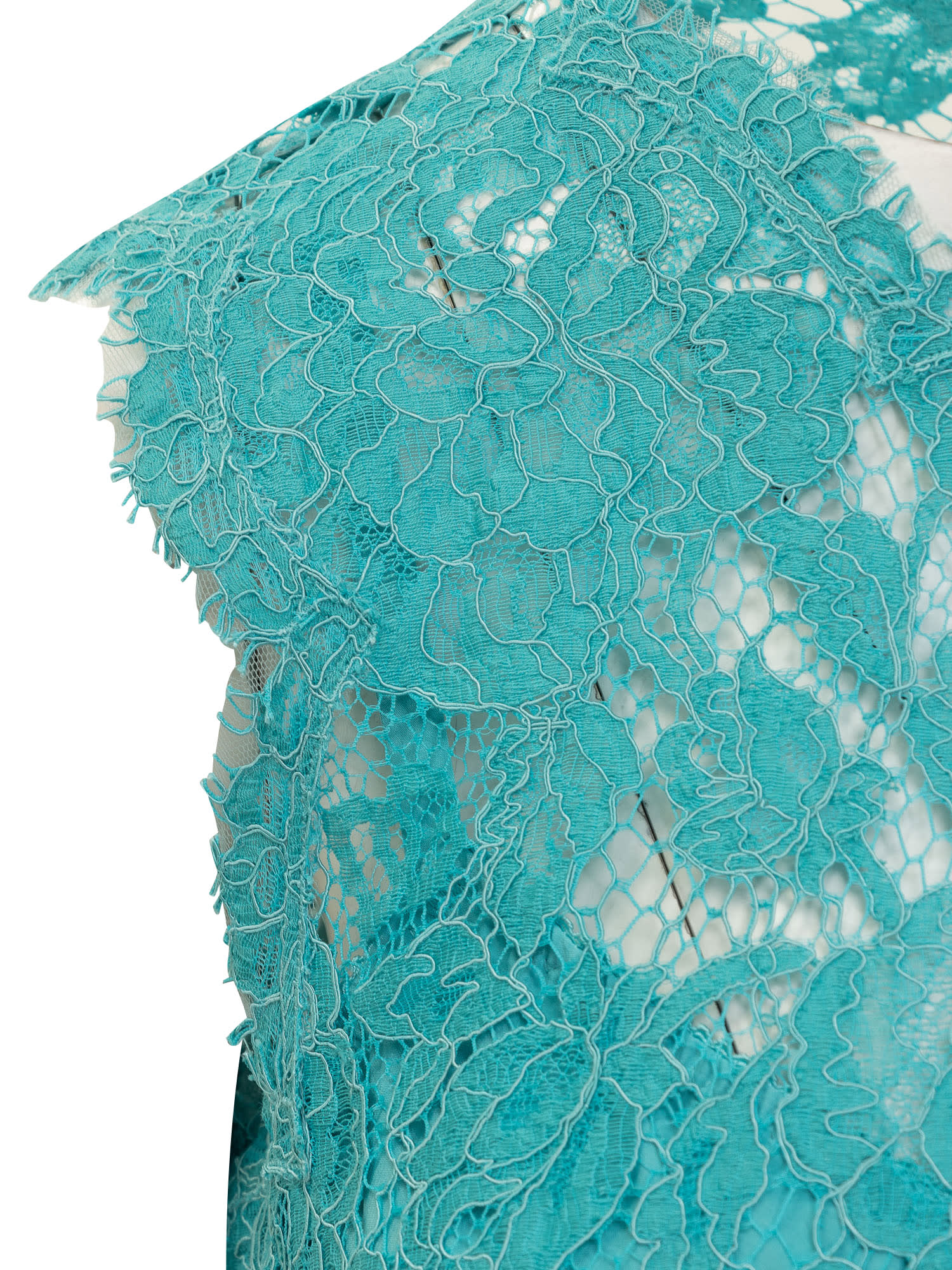 Shop Dolce & Gabbana Floral Cordonetto Lace Sheath Dress In Turchese