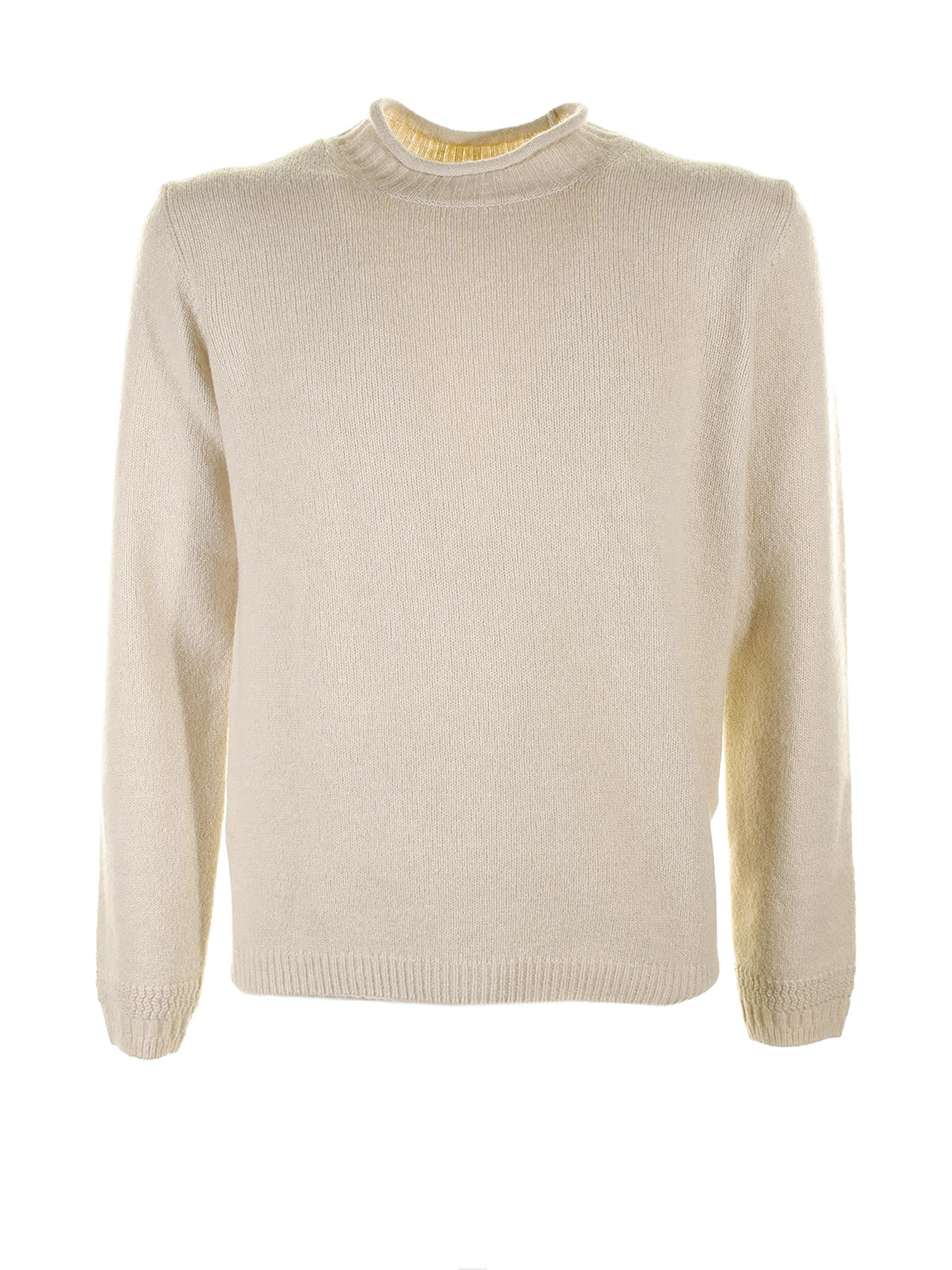 Shop Seventy Cream Sweater With Collar In Panna