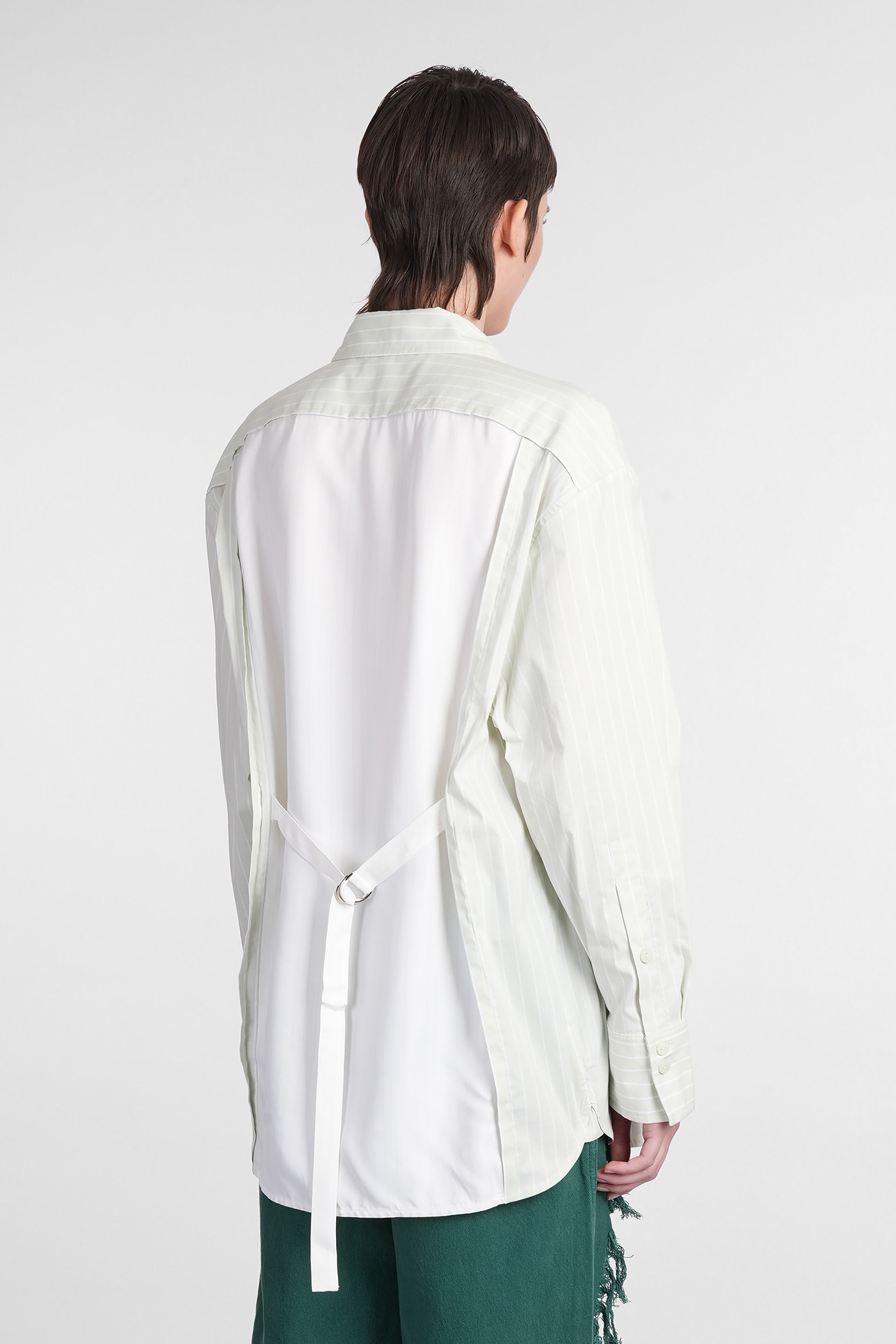 Christopher Esber Mint Green Cotton Shirt With White Stripes In Green