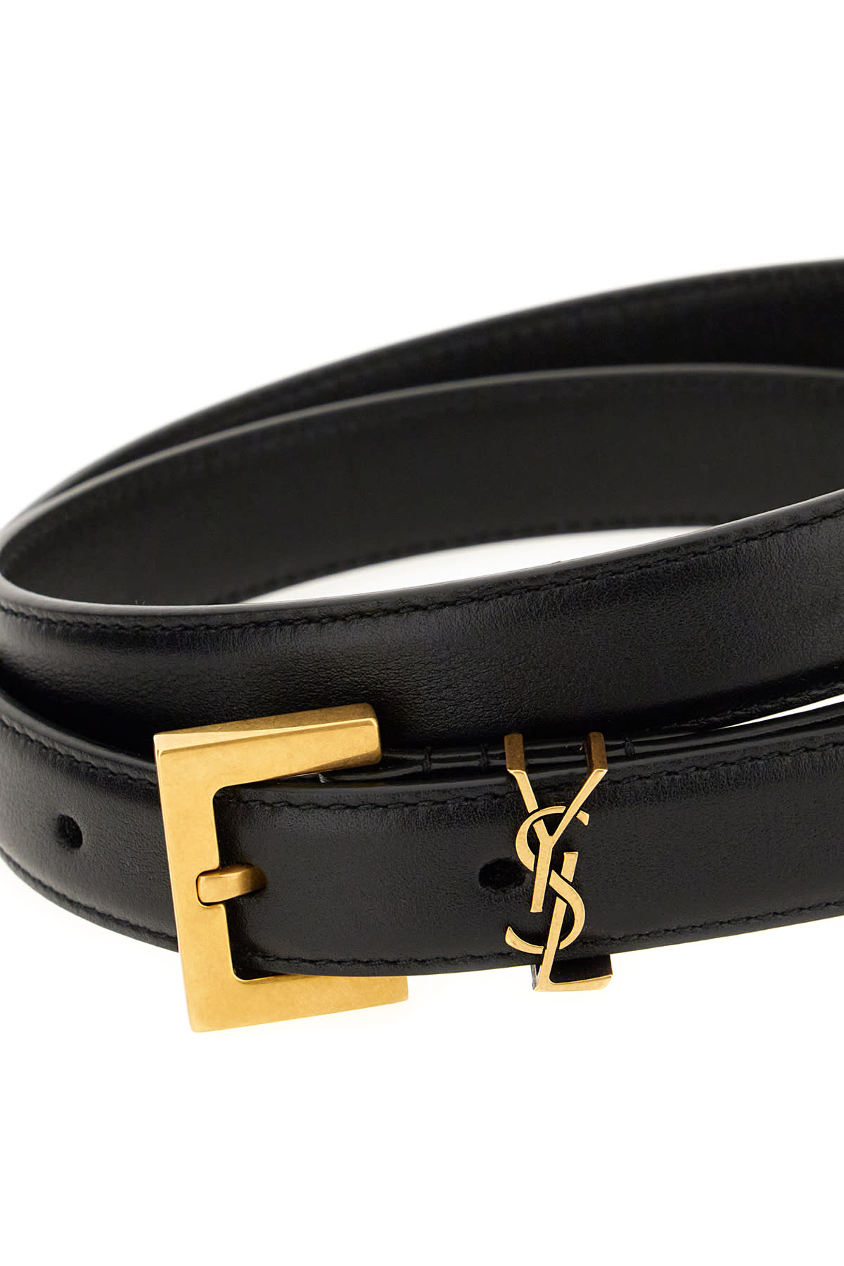 Saint Laurent Black Leather Belt In Black