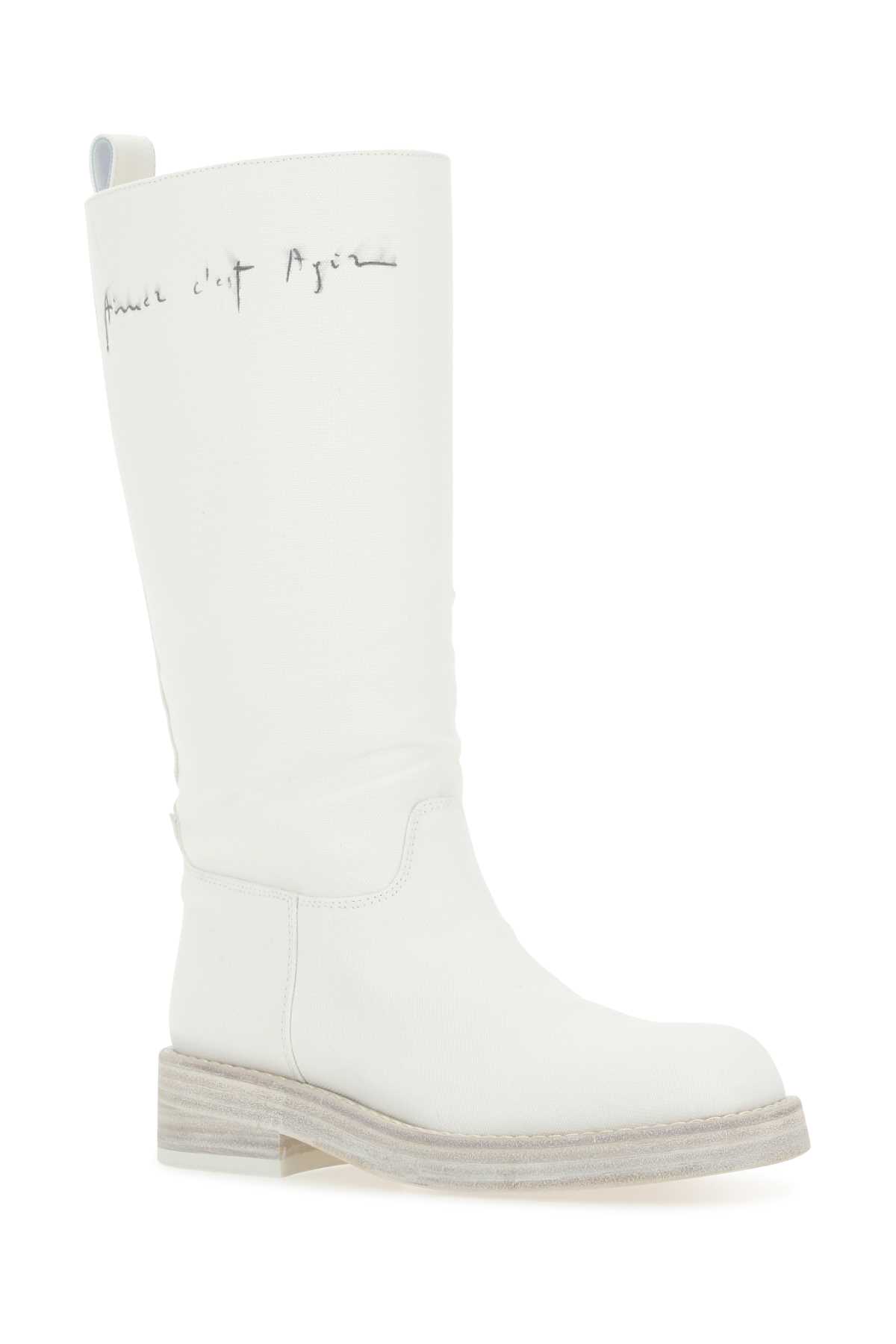 Shop Ann Demeulemeester Ivory Canvas Jose Boots In 001