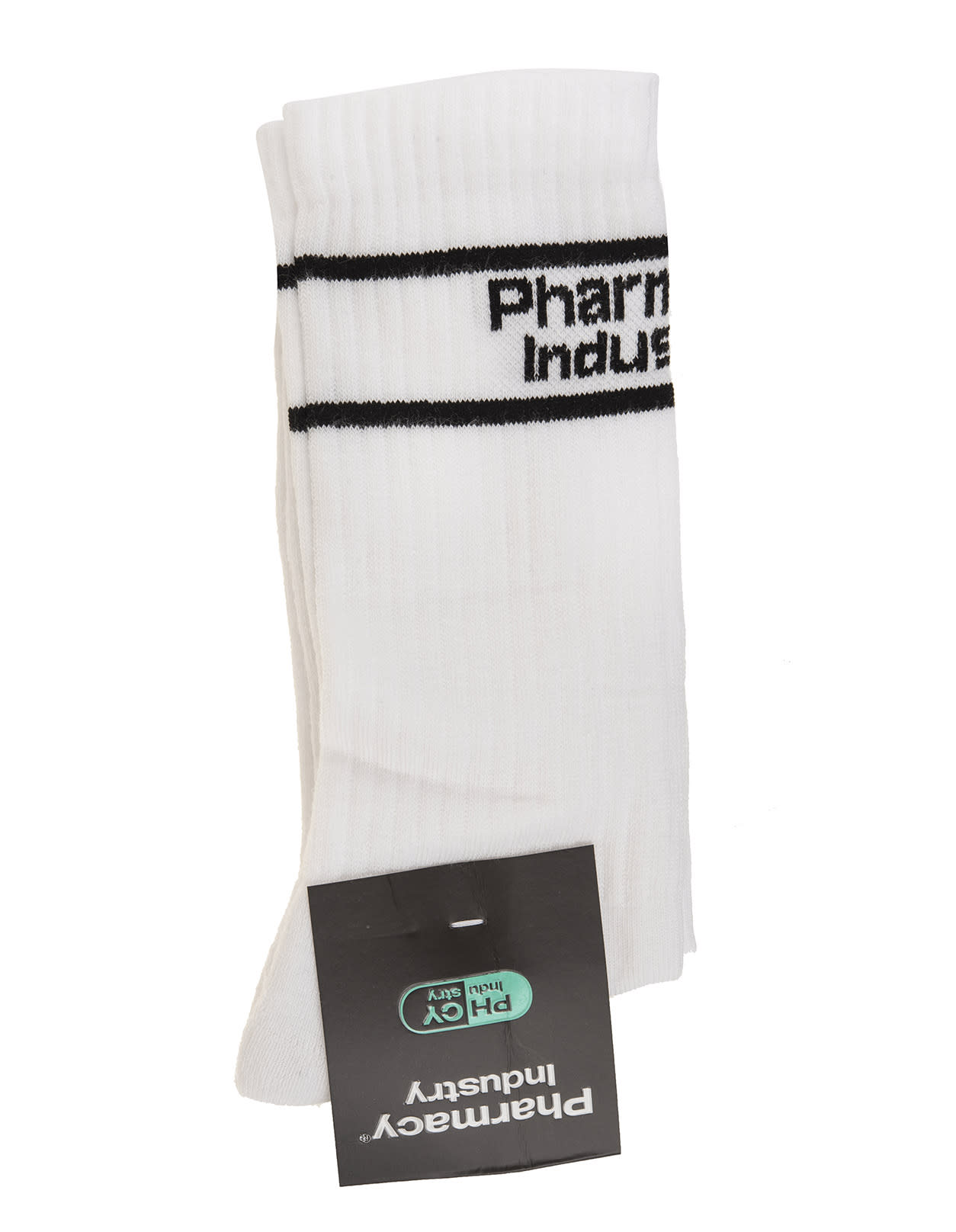 Pharmacy Industry White Man Socks With Black Framed Logo