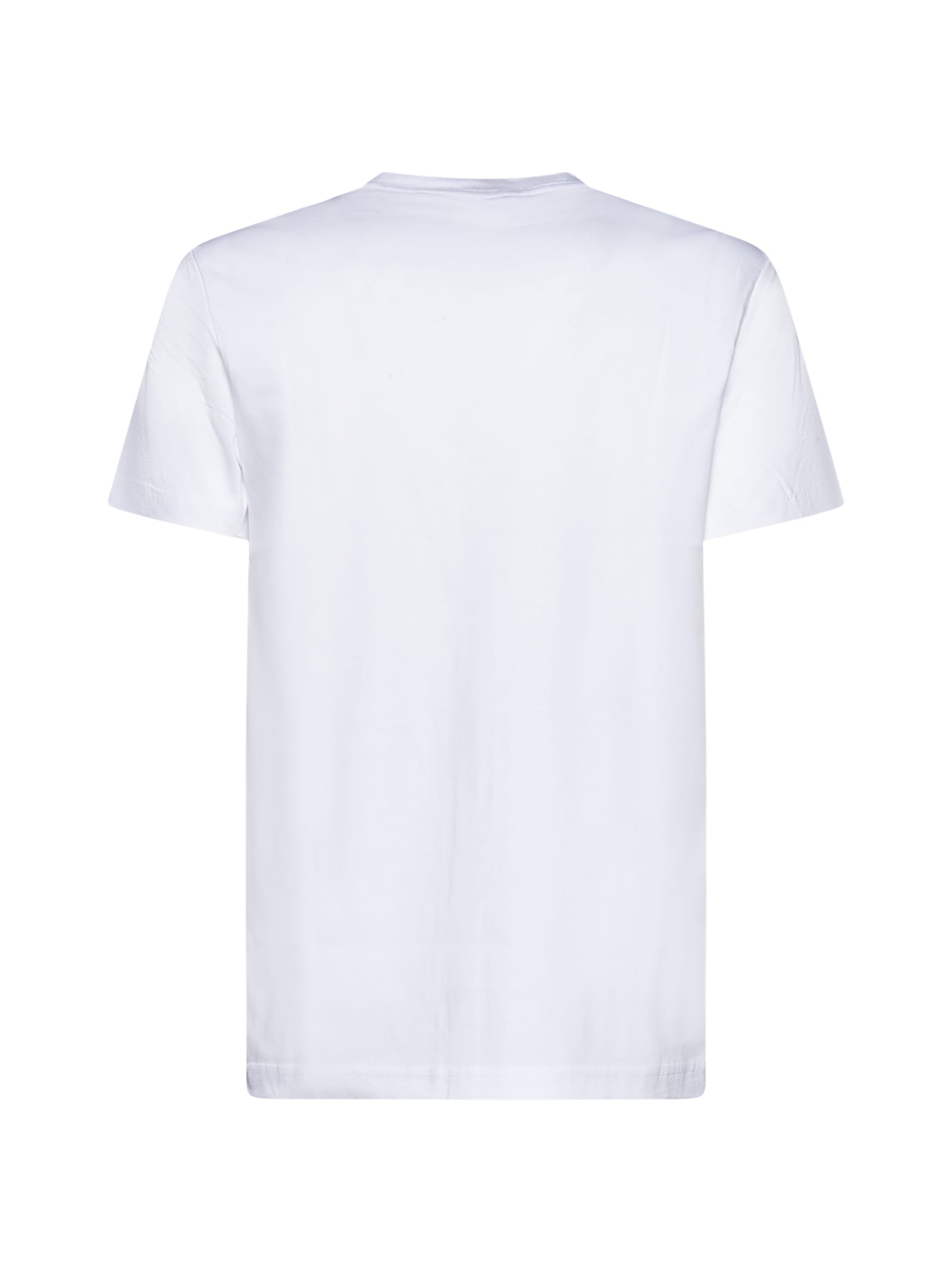 Versace Jeans Couture White Cotton T-shirt With Gold Lettering In White Gold