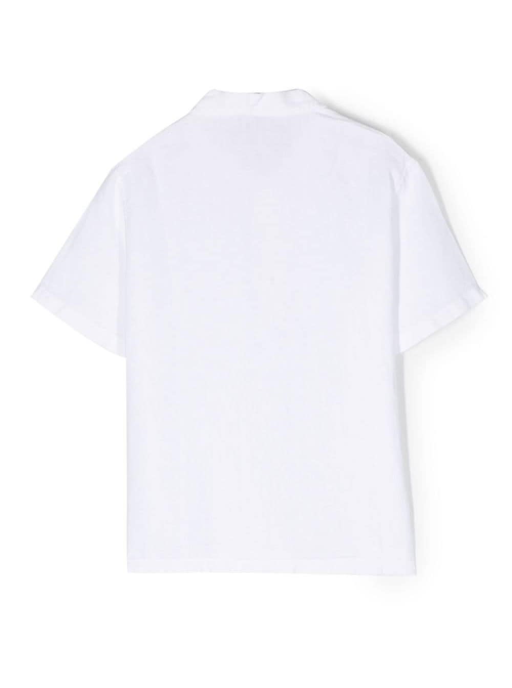 Shop Il Gufo White Polo Shirt With Short Sleeves In Linen Boy