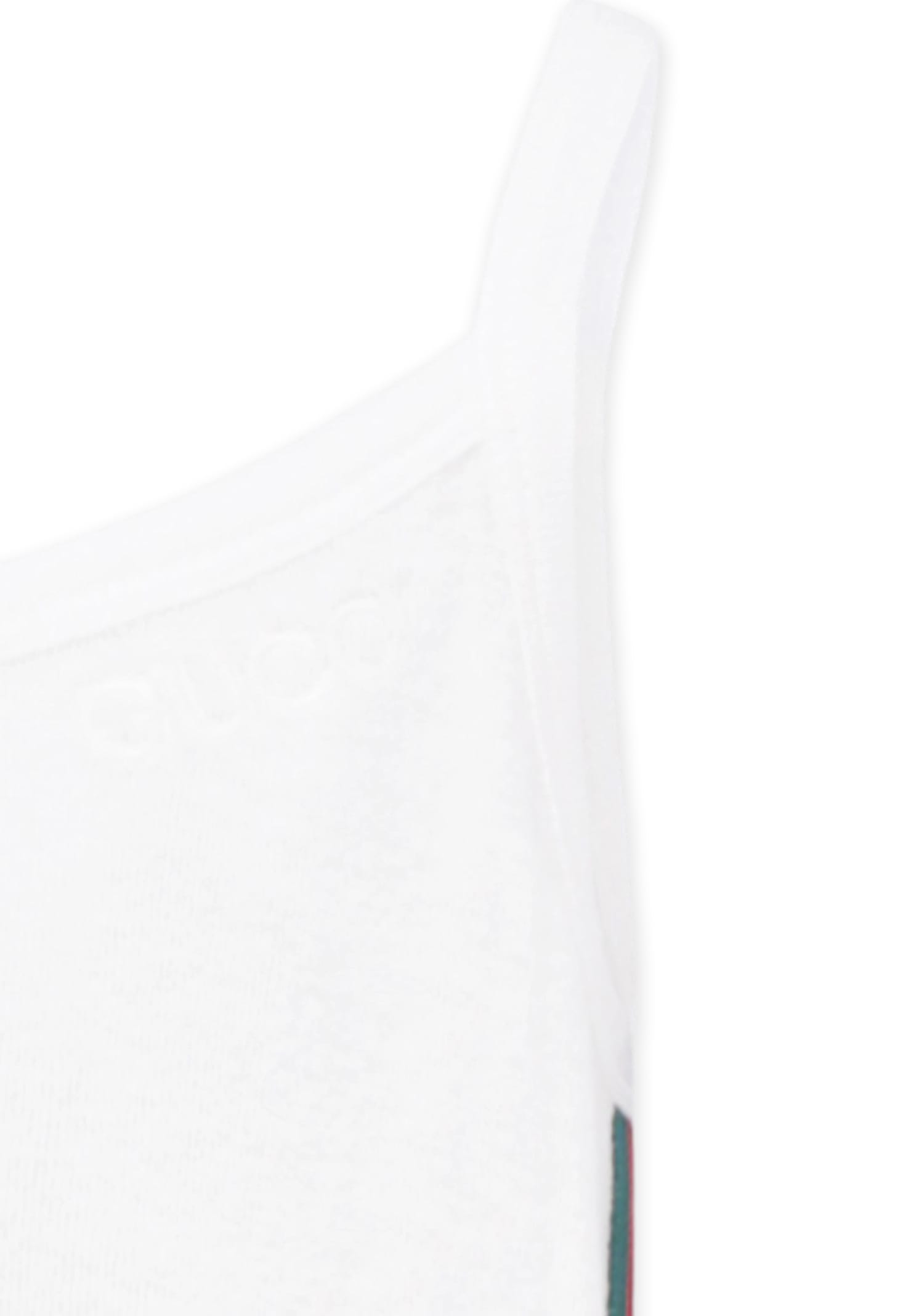 Gucci White Jumpsuit For Girl With Logo And Web Details In White