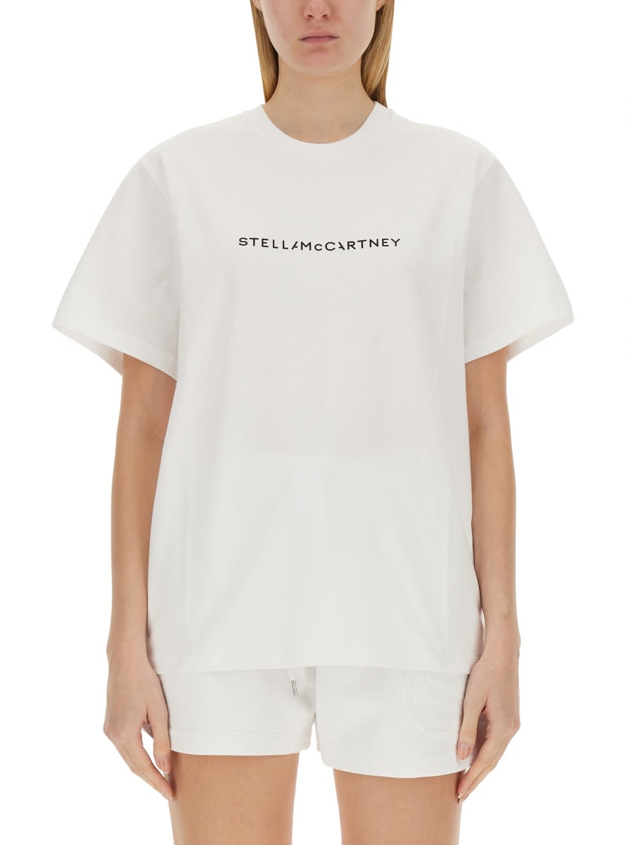 Shop Stella Mccartney Cotton Crew-neck T-shirt In White