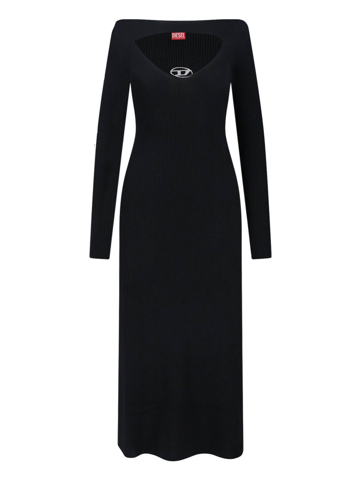 Diesel Knitted Maxi Dress In Black