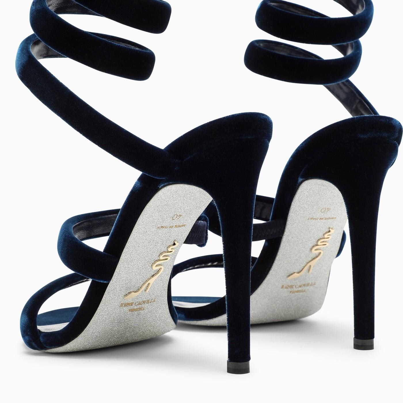 Shop René Caovilla Cleo Blue Velvet High Sandal