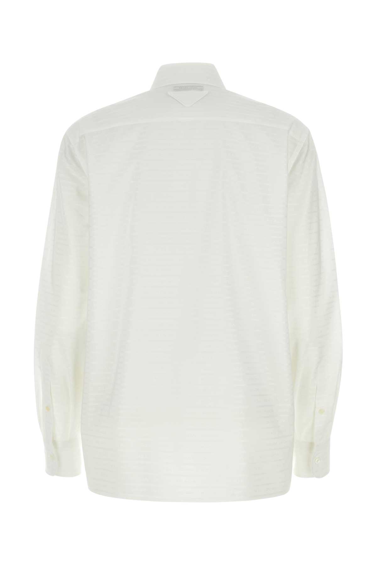 Shop Prada White Cotton Shirt In Bianco