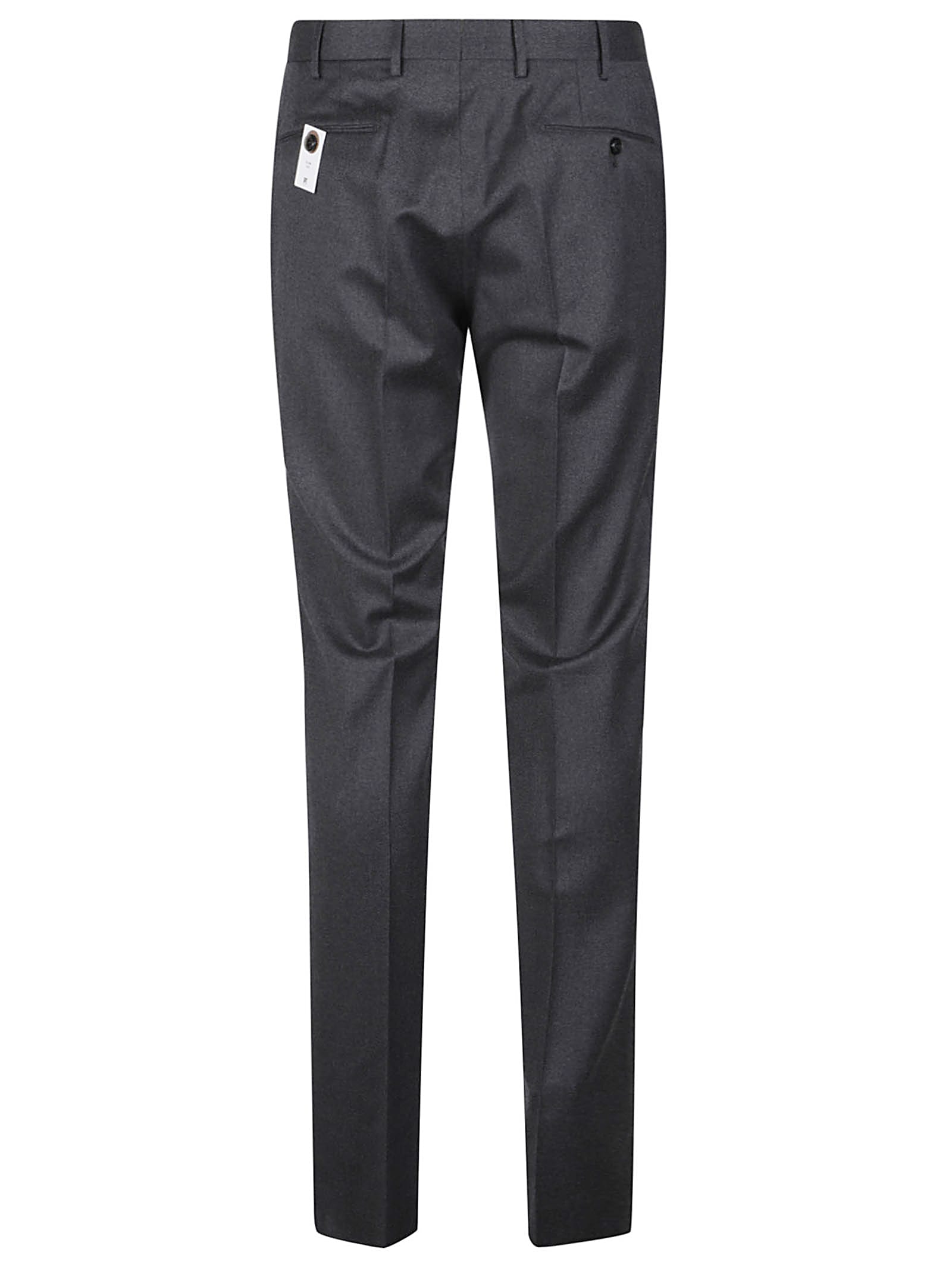Pt Torino Wool Trousers With Concealead Closure In Grigio Scuro