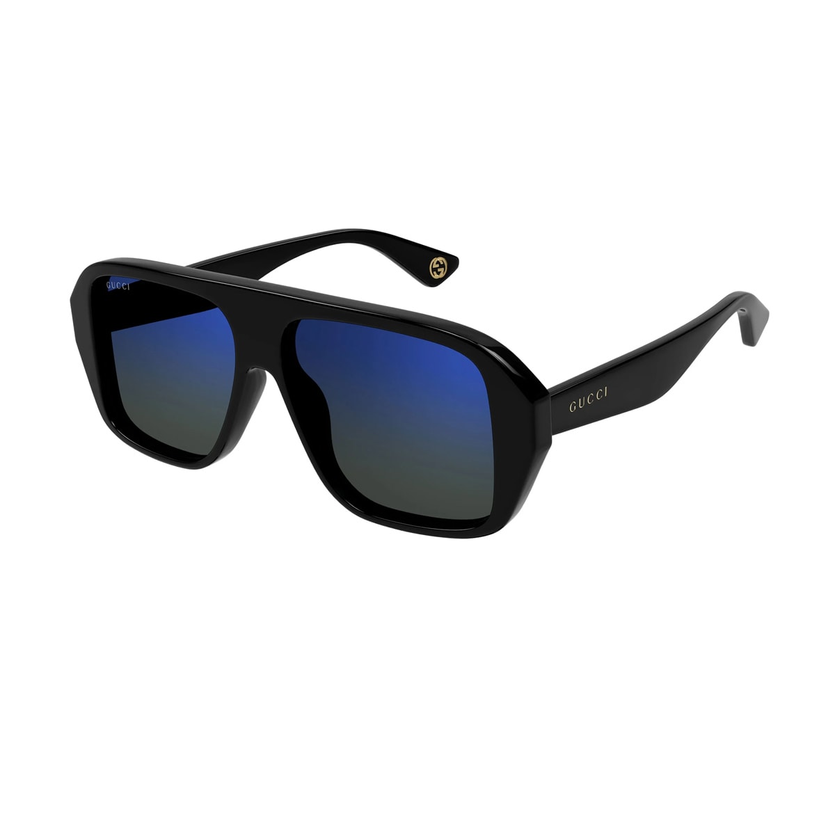 Shop Gucci Gg1615s Linea Lettering 001 Black Blue Sunglasses In Nero