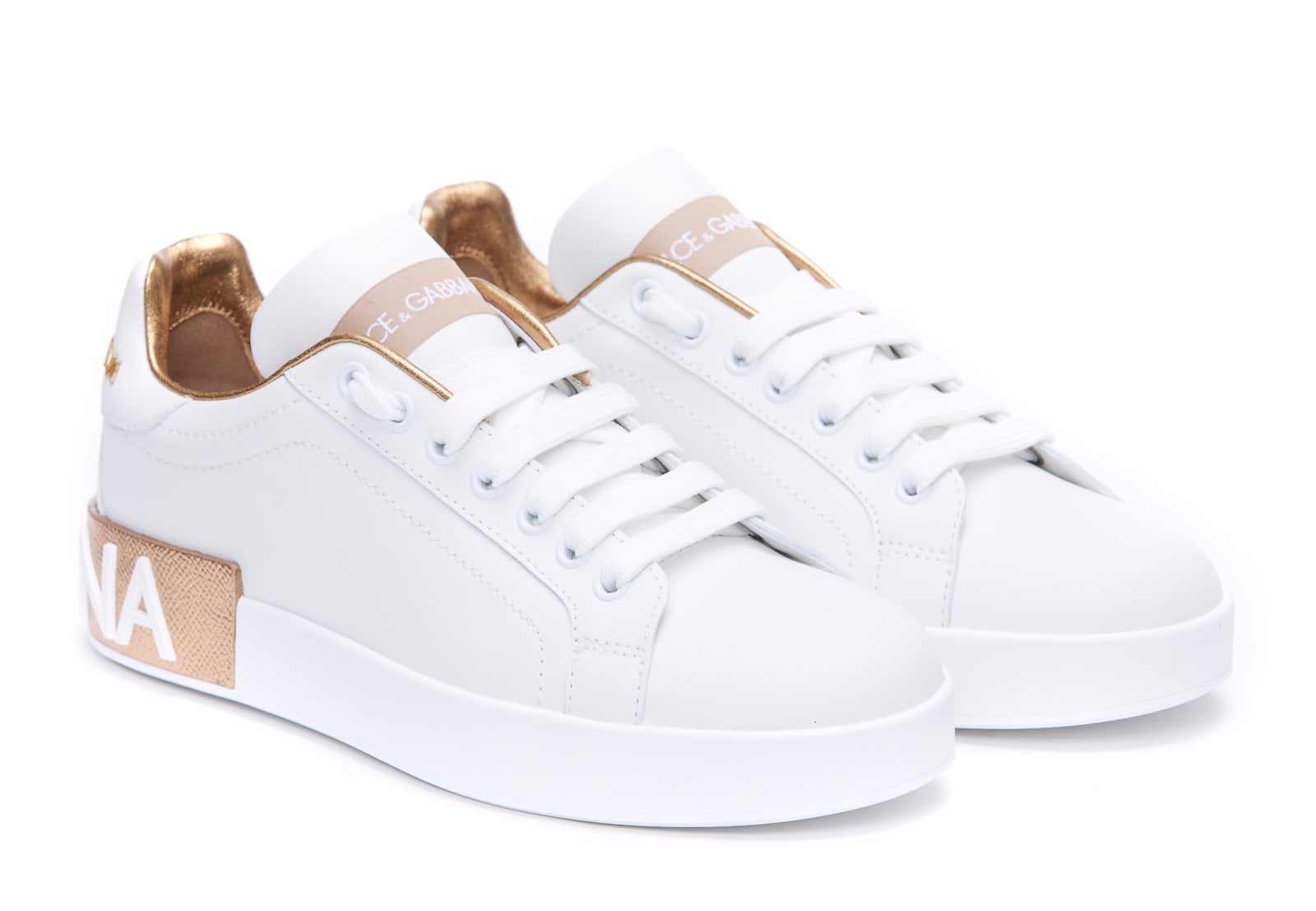 Shop Dolce & Gabbana Portofino Sneakers In Oro Polvere