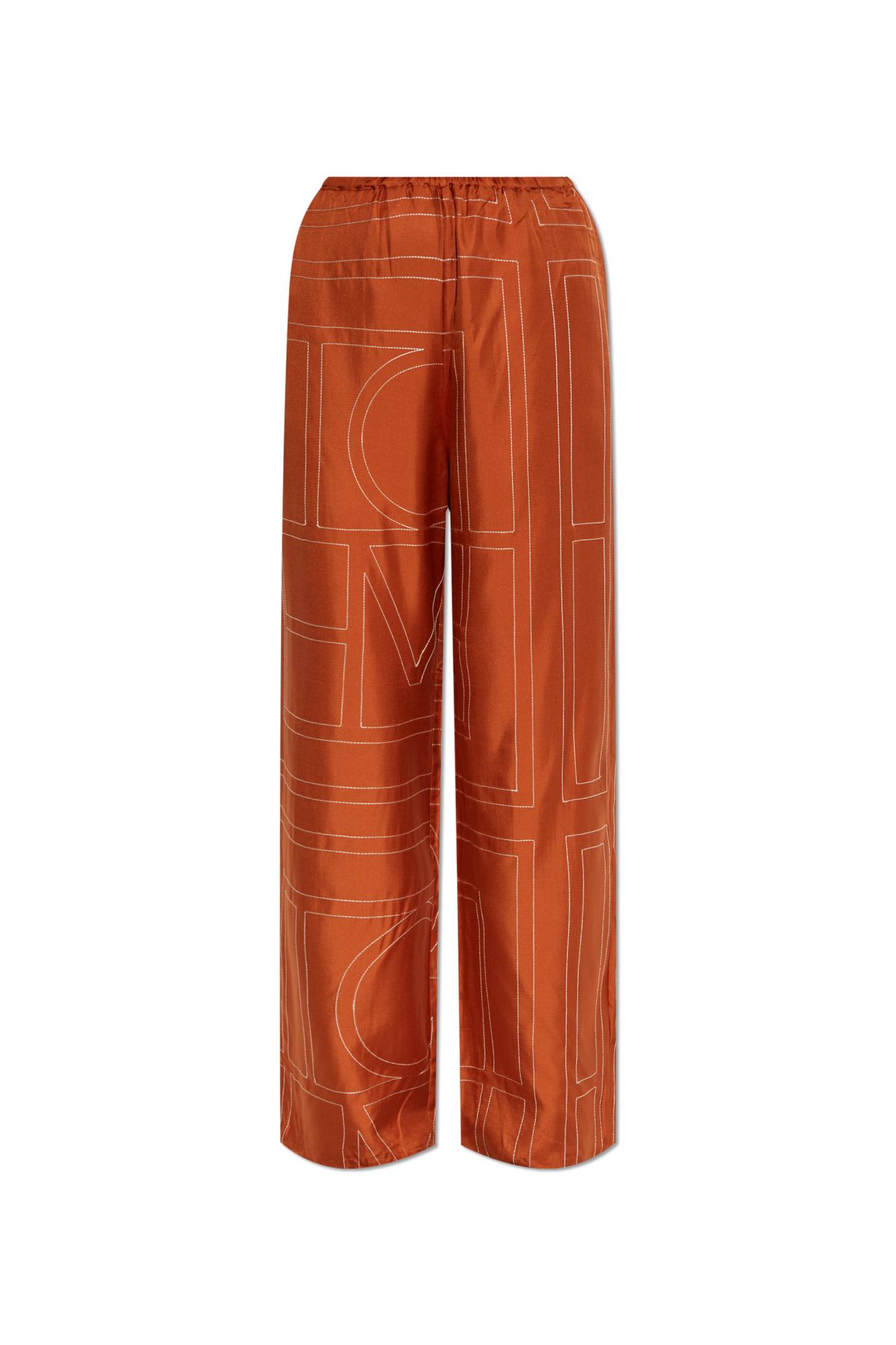 Totême Toteme Silk Pants In Brown