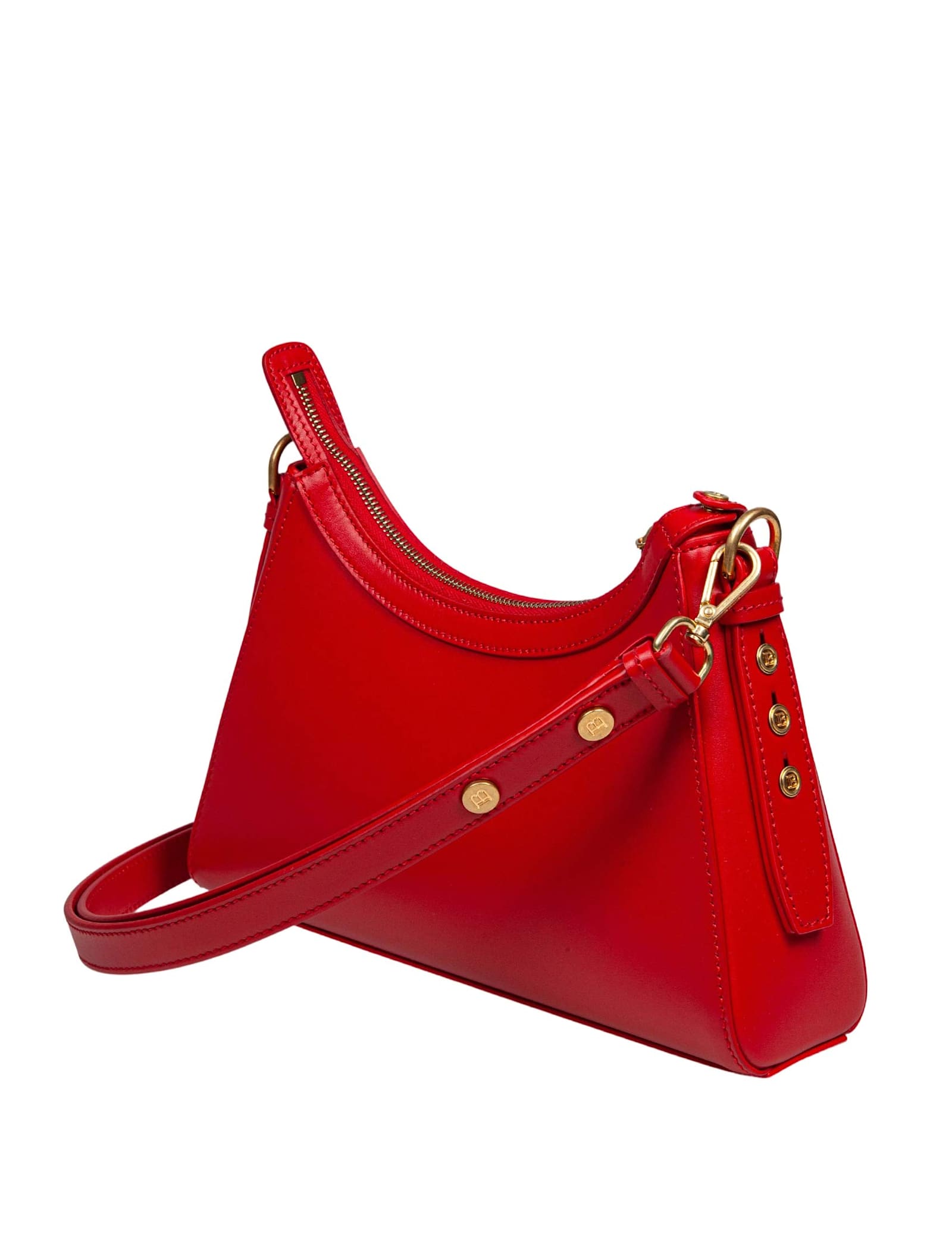 BALMAIN BALMAIN B-BUZZ HOBO LEATHER SHOULDER BAG RED COLOR