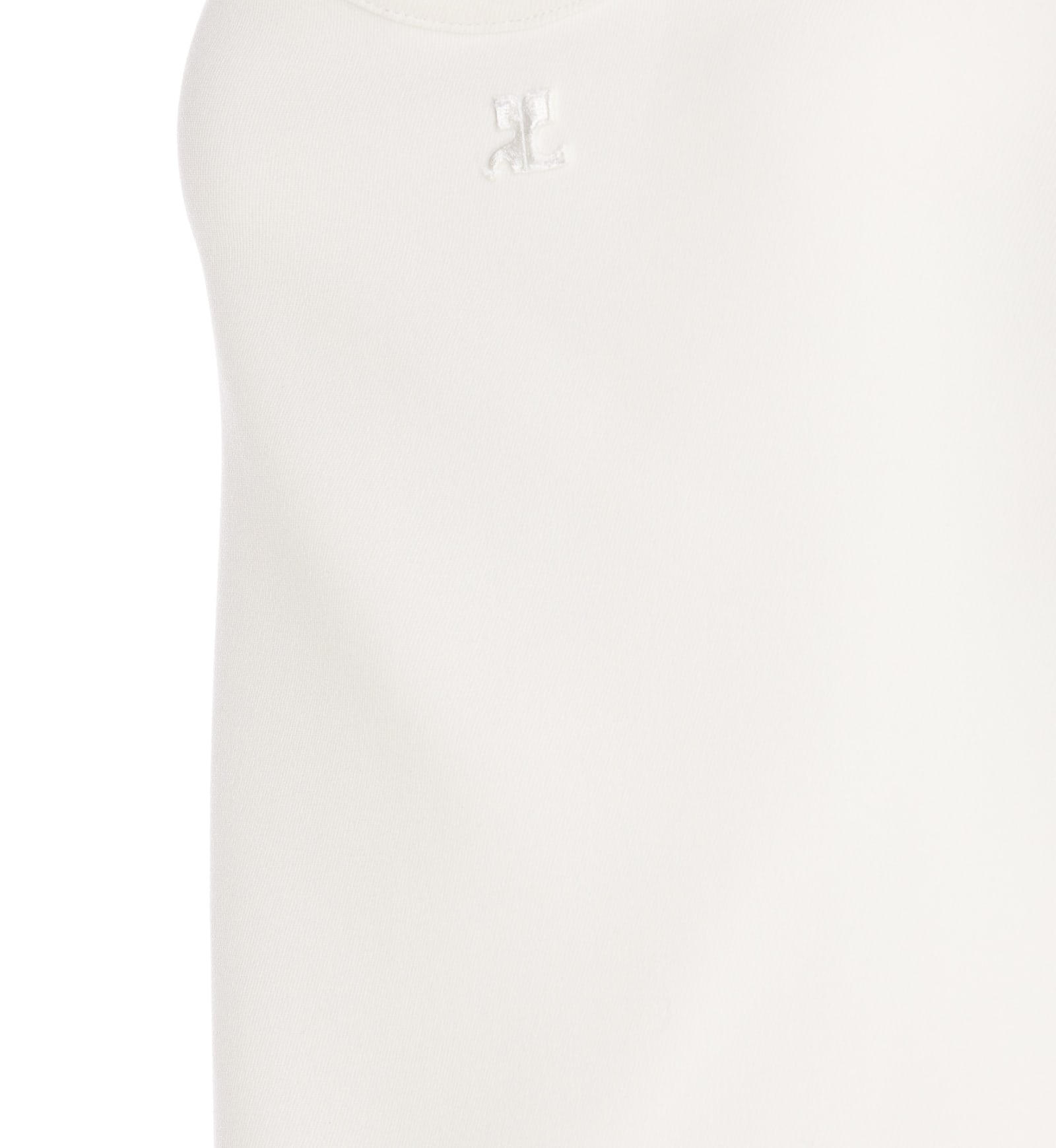 Shop Courrèges Buckle Babydoll Twill Dress In White