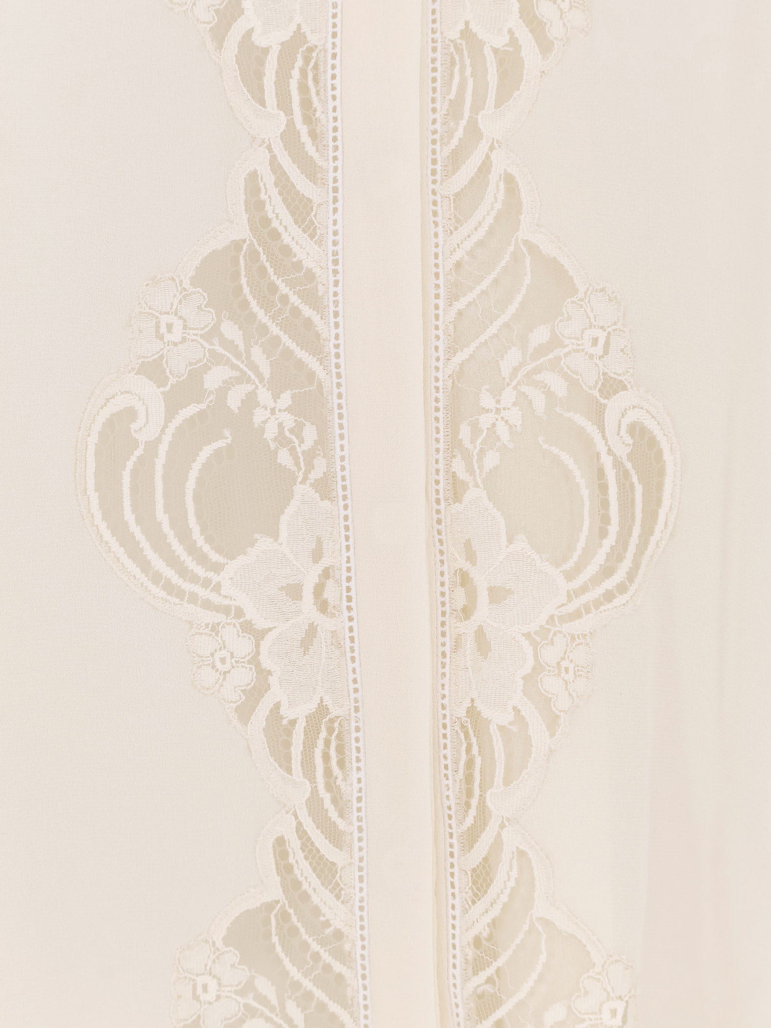 Chloé Fluid Silk Georgette And Lace Blouse In Neutral