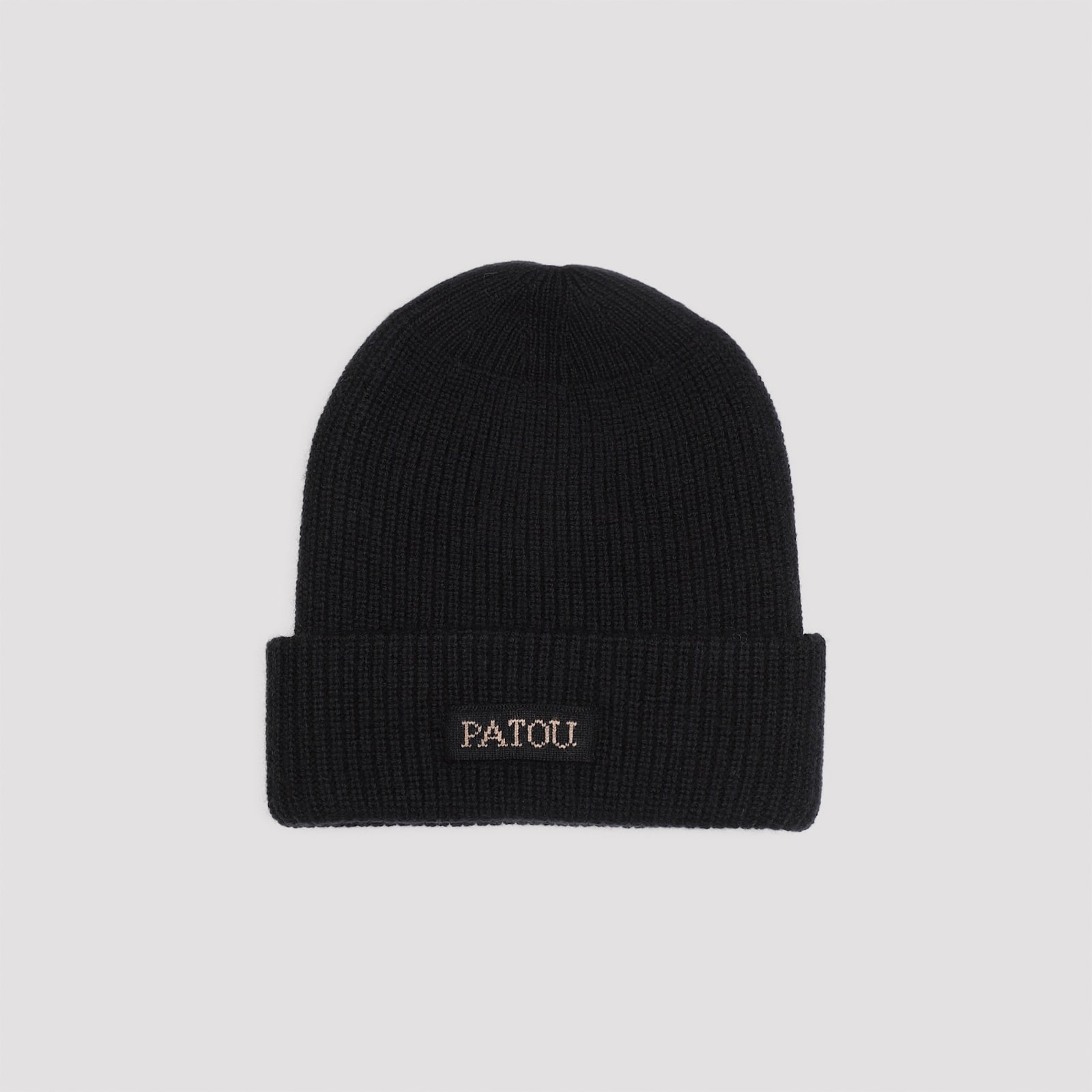 Shop Patou Knitted Ribbed Beanie Hat In B Black