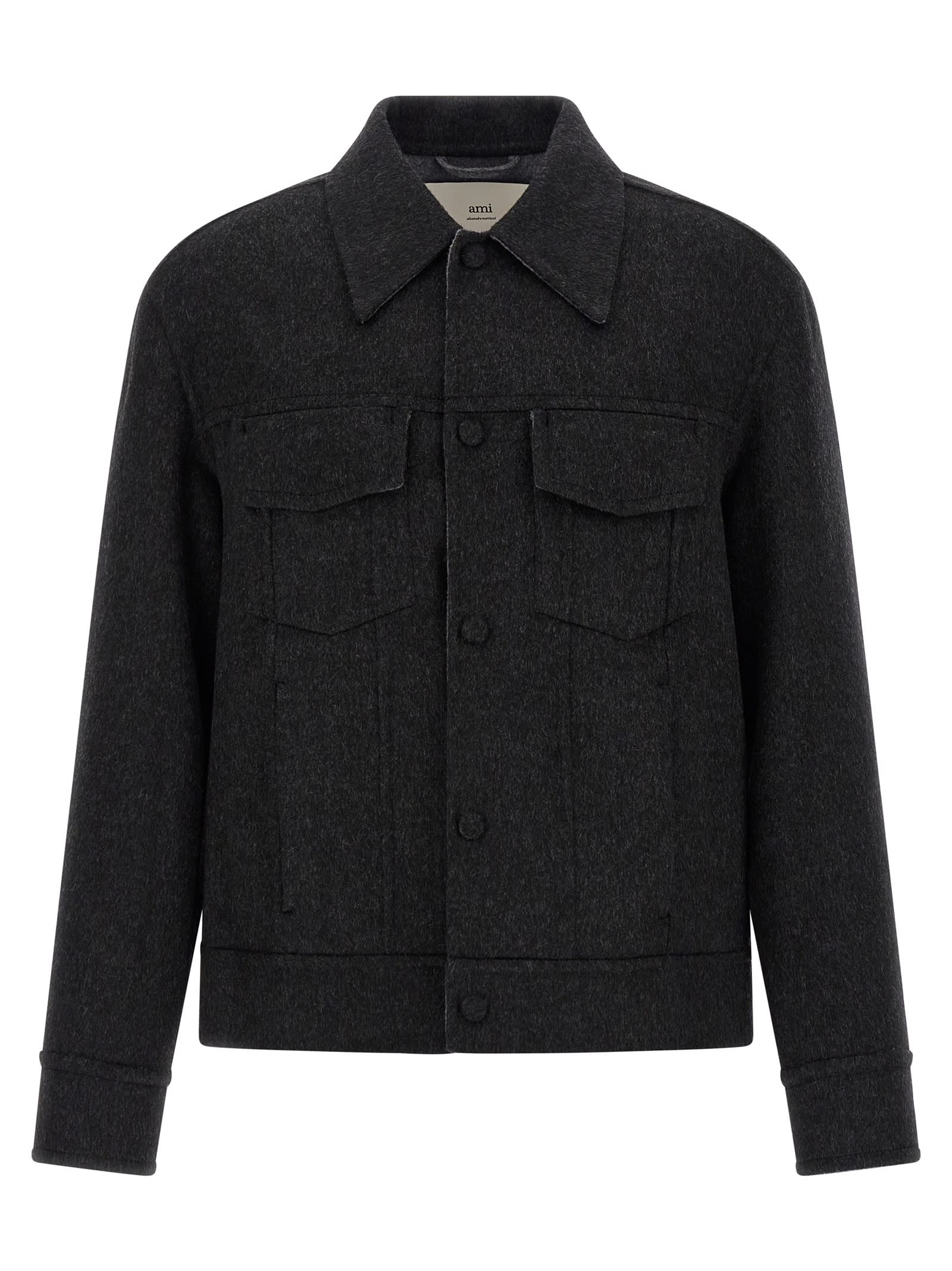Ami Alexandre Mattiussi Adjustable Cuffs Chest Pockets Long Sleeves In Gray