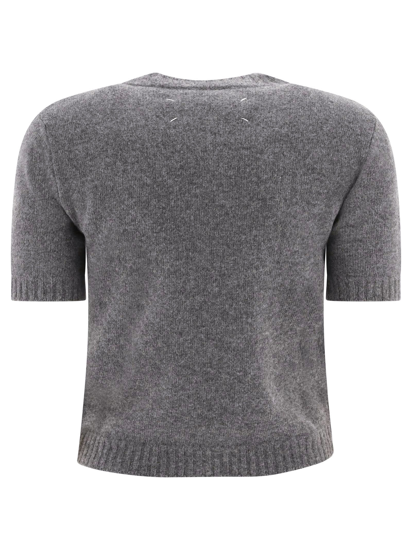 Shop Maison Margiela Grey Wool Top