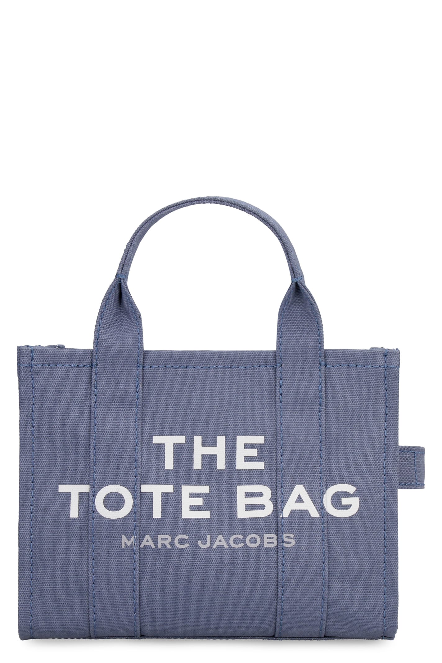 Lot - Jacobs by Marc Jacobs, NYC: Sky Blue Canvas Tote, Screen-print Logo  to Front, Brown Suede Detail, Dual Handles, Silvertone Zip Closure