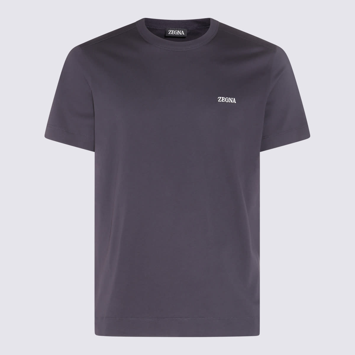 Zegna Navy Blue Cotton T-shirt In Purple