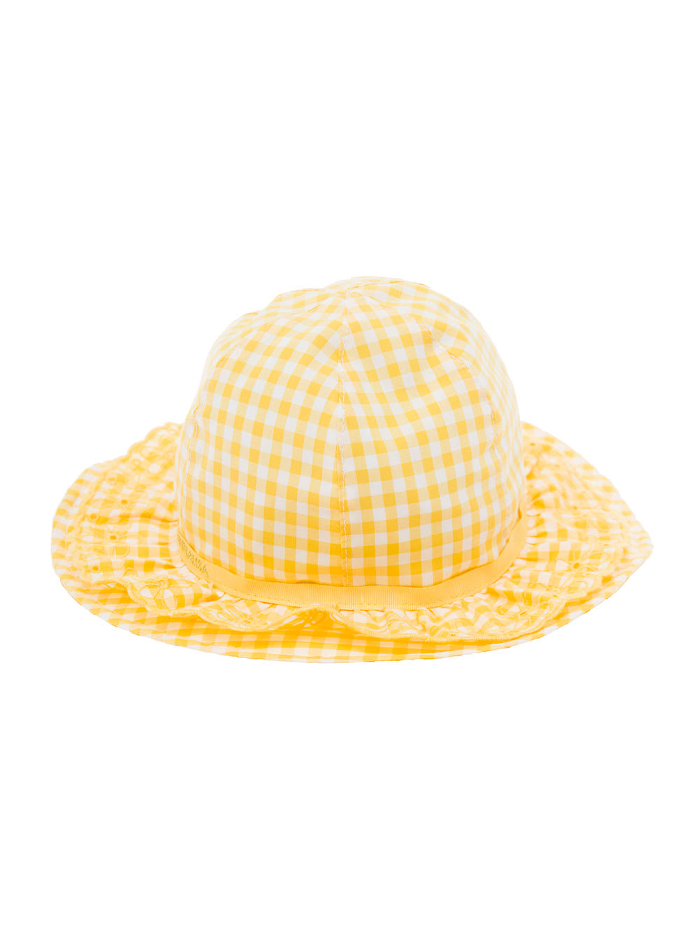 Monnalisa Girl White And Yellow Vichy Cotton Hat