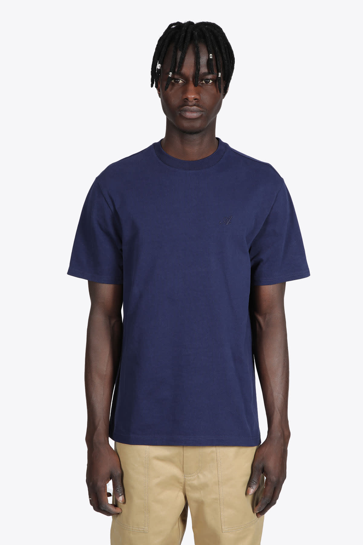 Axel Arigato Signature T-shirt Blue cotton t-shirt with A chest embroidery - Signature T-shirt