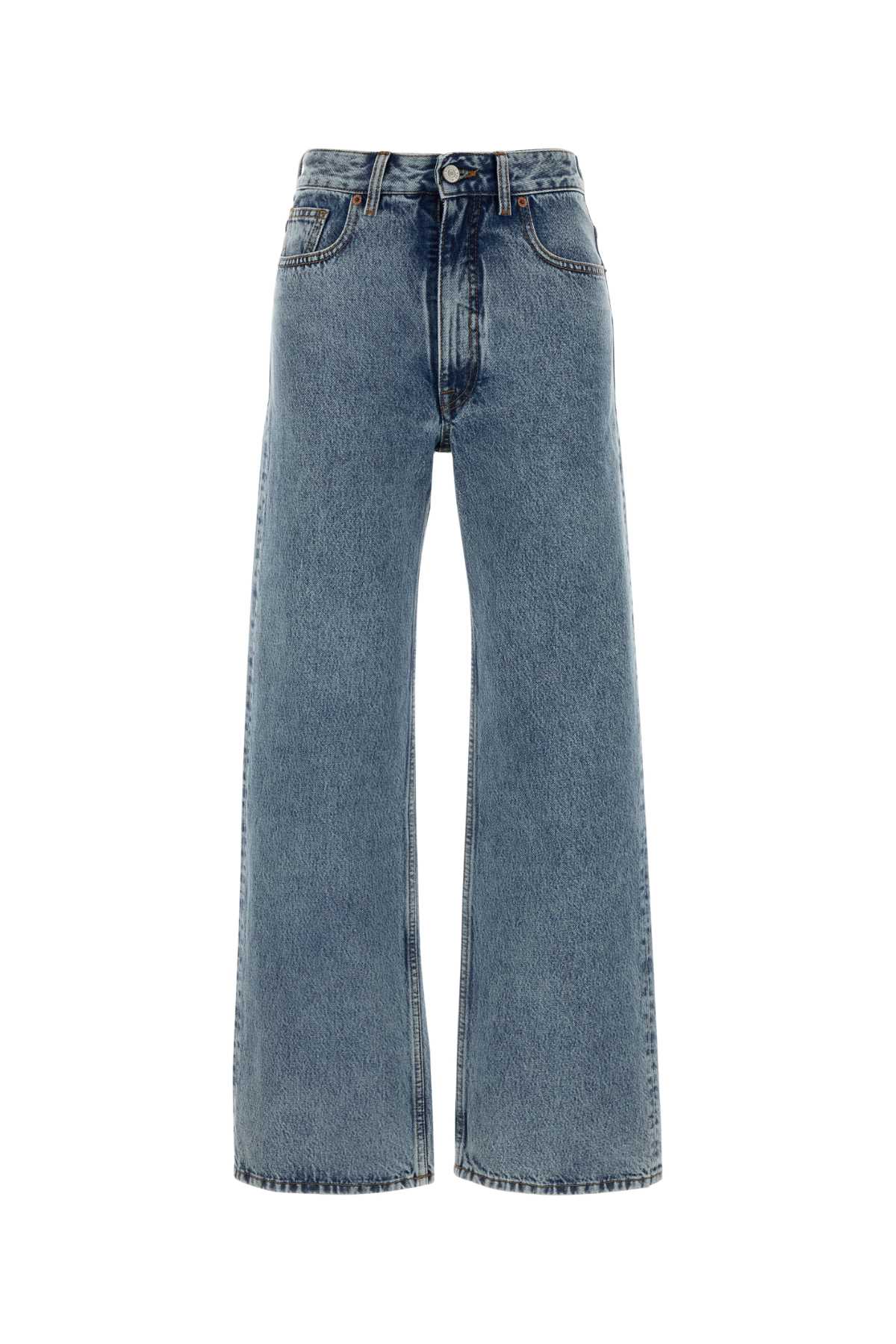Mm6 Maison Margiela Regular Fit Denim Trousers With Contrast Stitching In Blue
