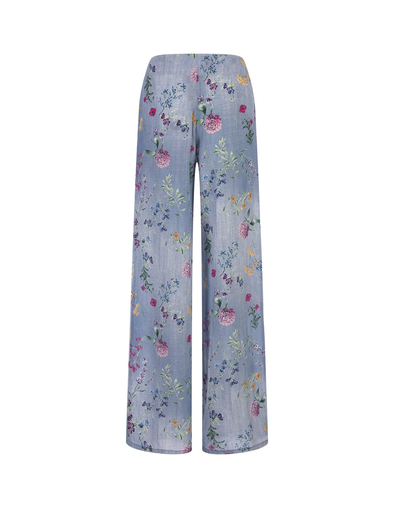Shop Ermanno Scervino Palazzo Joggers With Floral Print In Blue