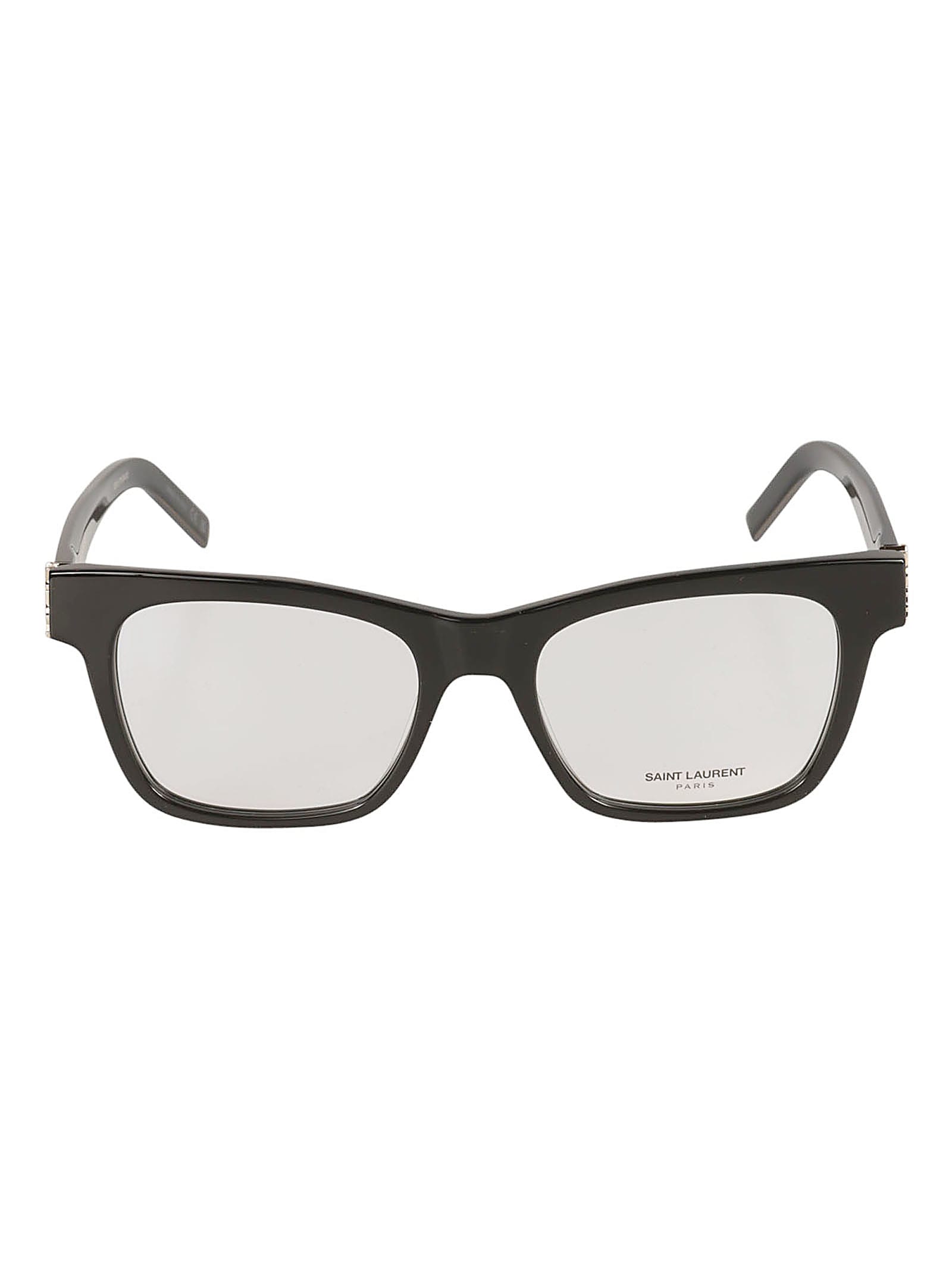 Saint Laurent Ysl Hinge Square Frame Glasses In Black/transparent