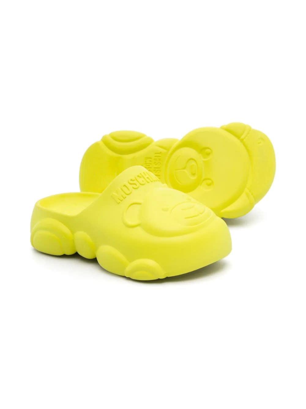 Shop Moschino Teddy Bear Chunky Slippers In Yellow