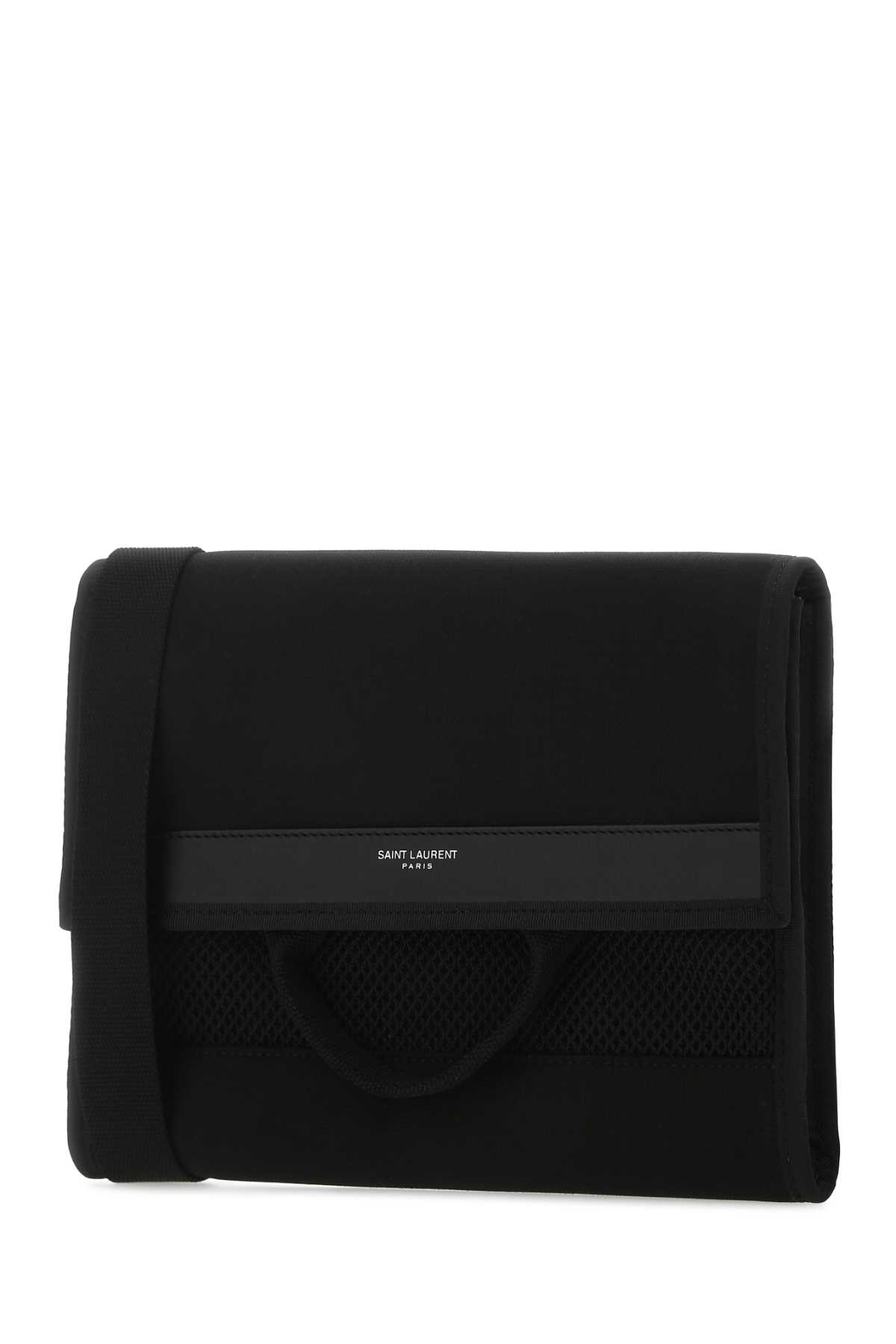 Shop Saint Laurent Black Nylon City Shoulder Bag In 1000