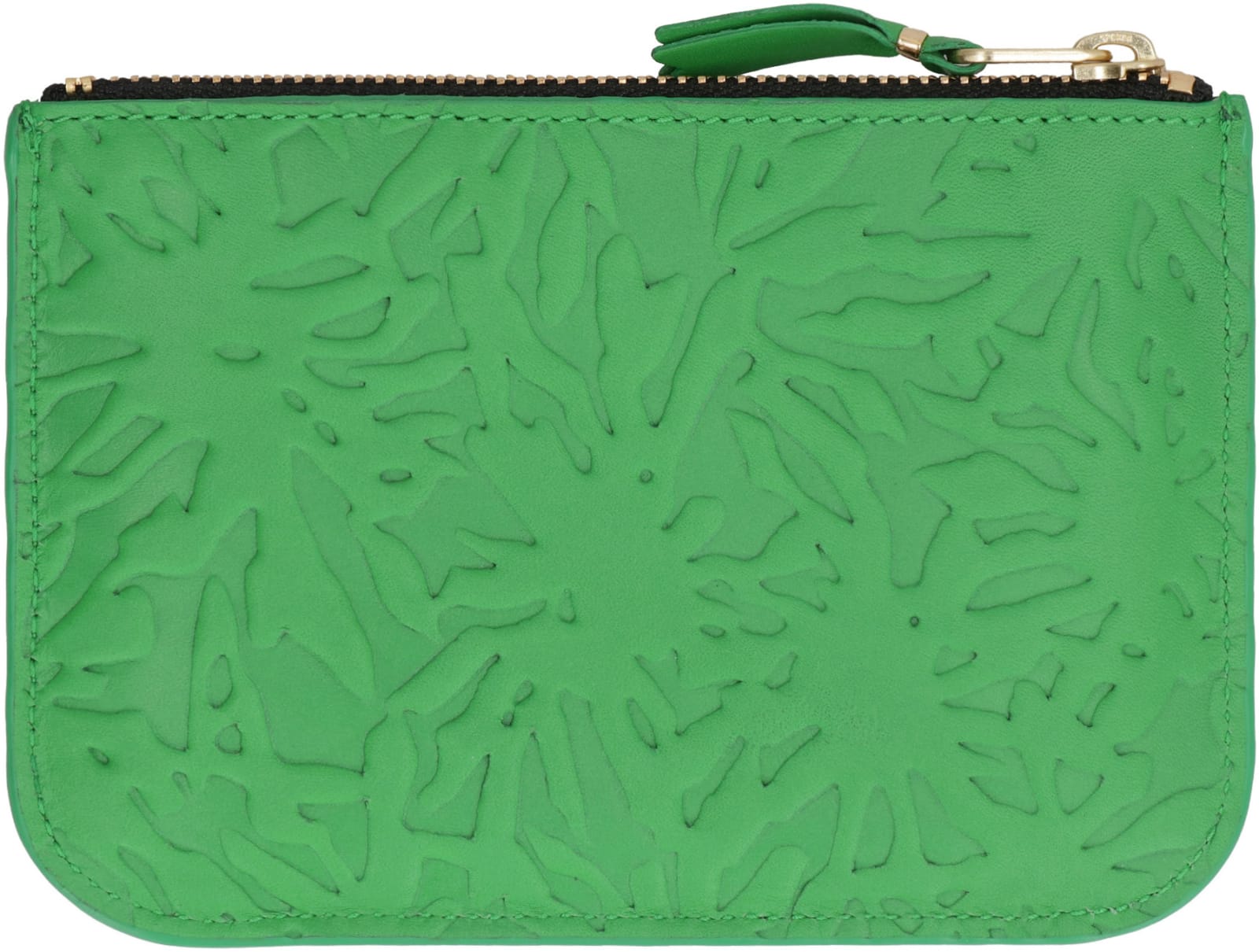 Shop Comme Des Garçons Small Leather Flat Pouch In Green