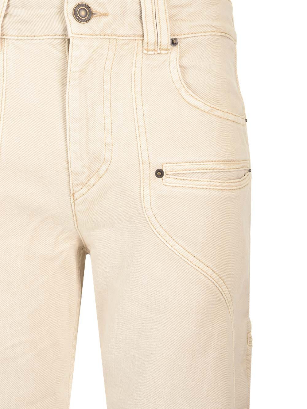Isabel Marant 'betiane' Jeans Contrast Stitching Detail In Beige