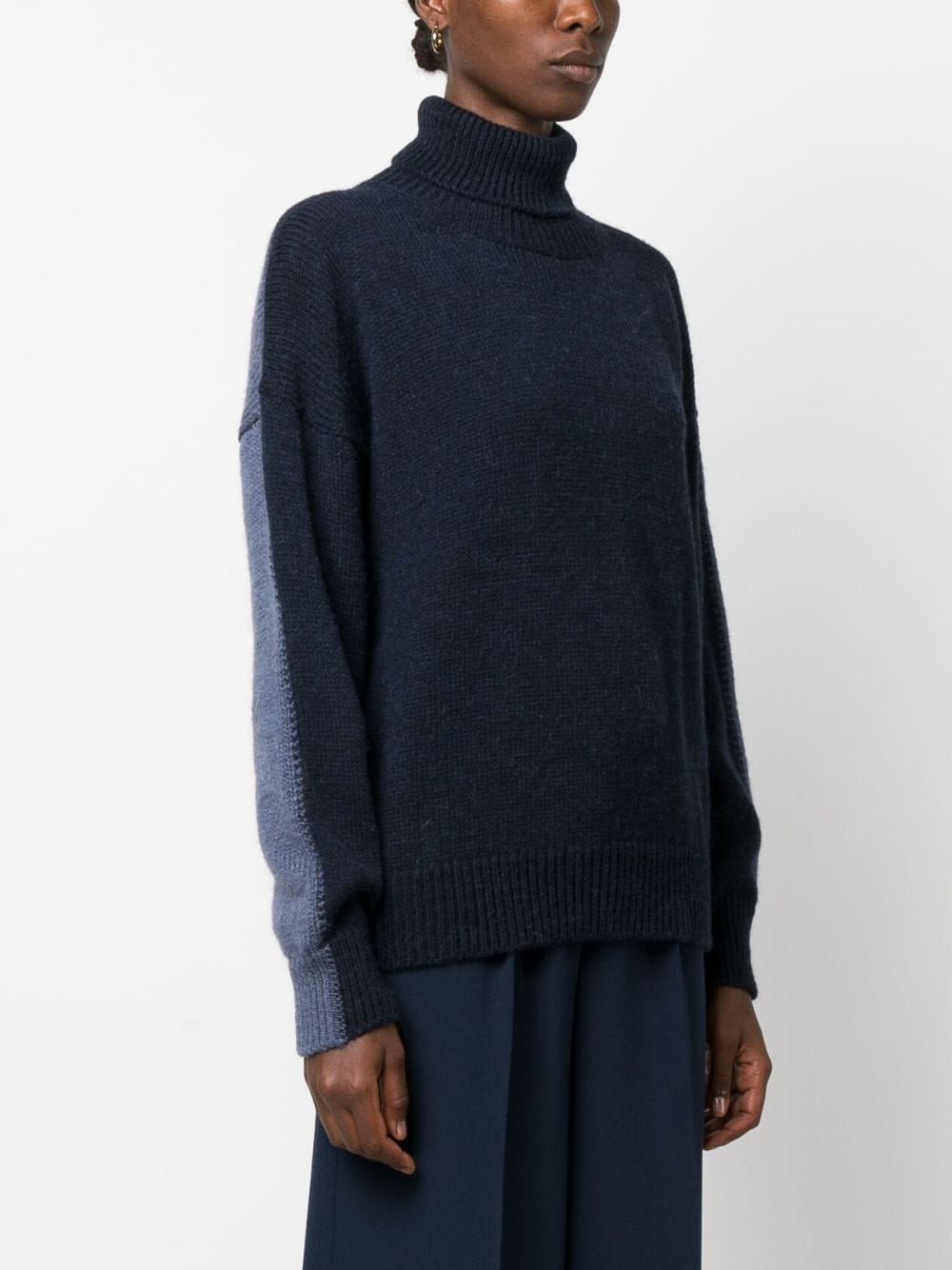 Alysi Mohair Wool Turtleneck Sweater In Blue