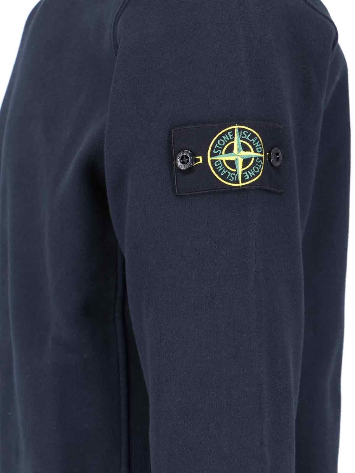 Shop Stone Island Logo Sleeve Sweatshirt In Blue