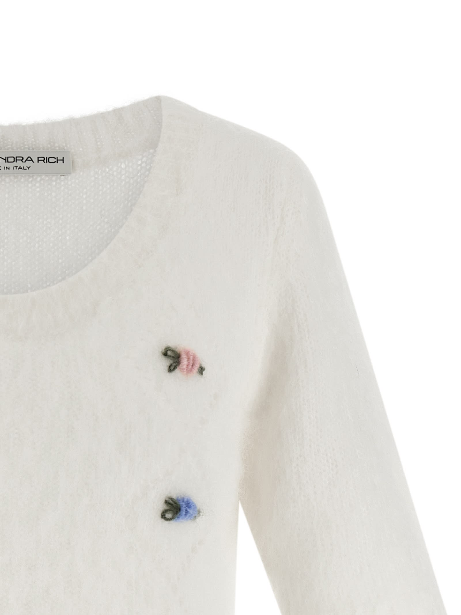 Alessandra Rich Carded Mohair Sweater In White