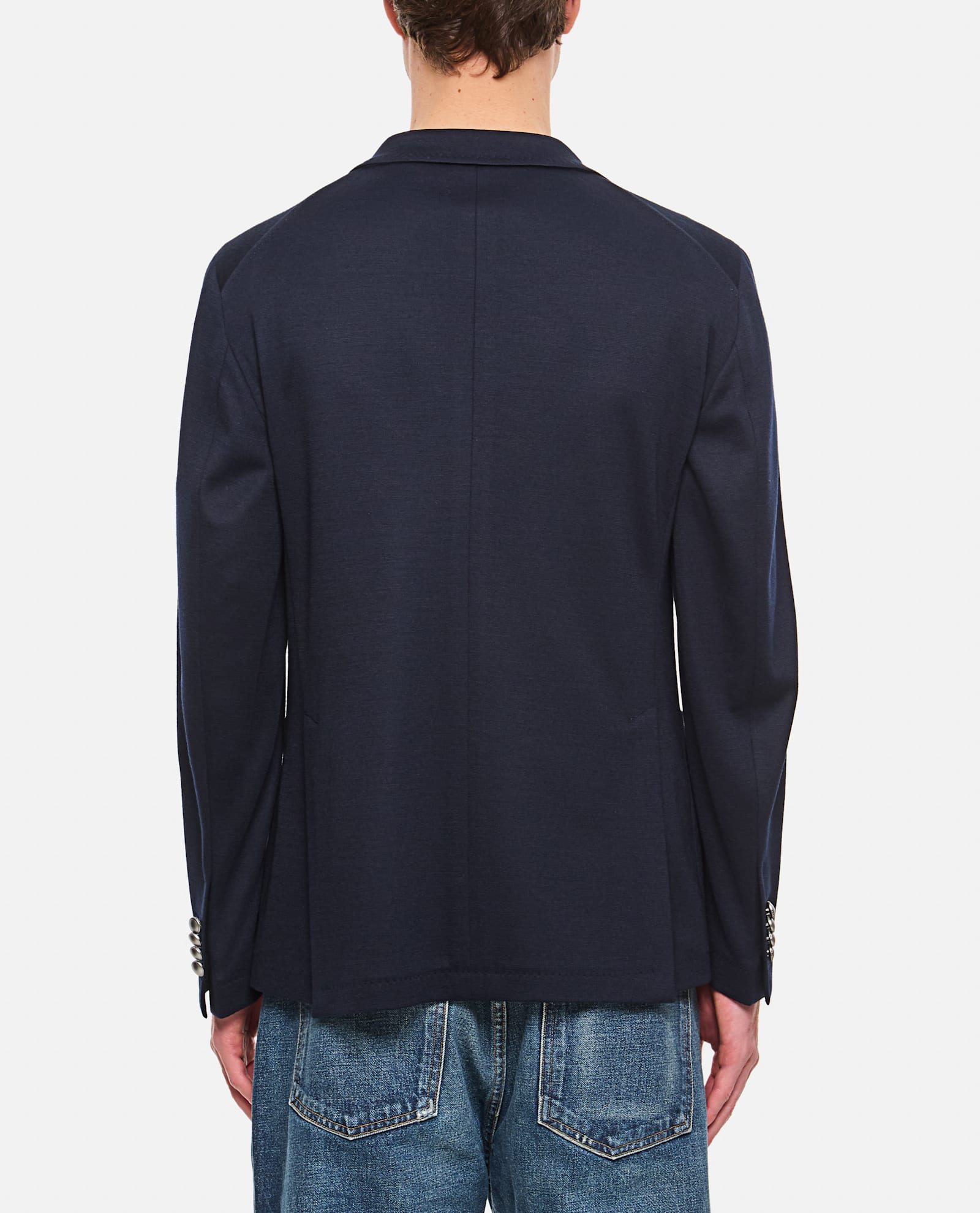 Tagliatore Lapel Single-breasted Jacket With Front Patch Pockets In Blue