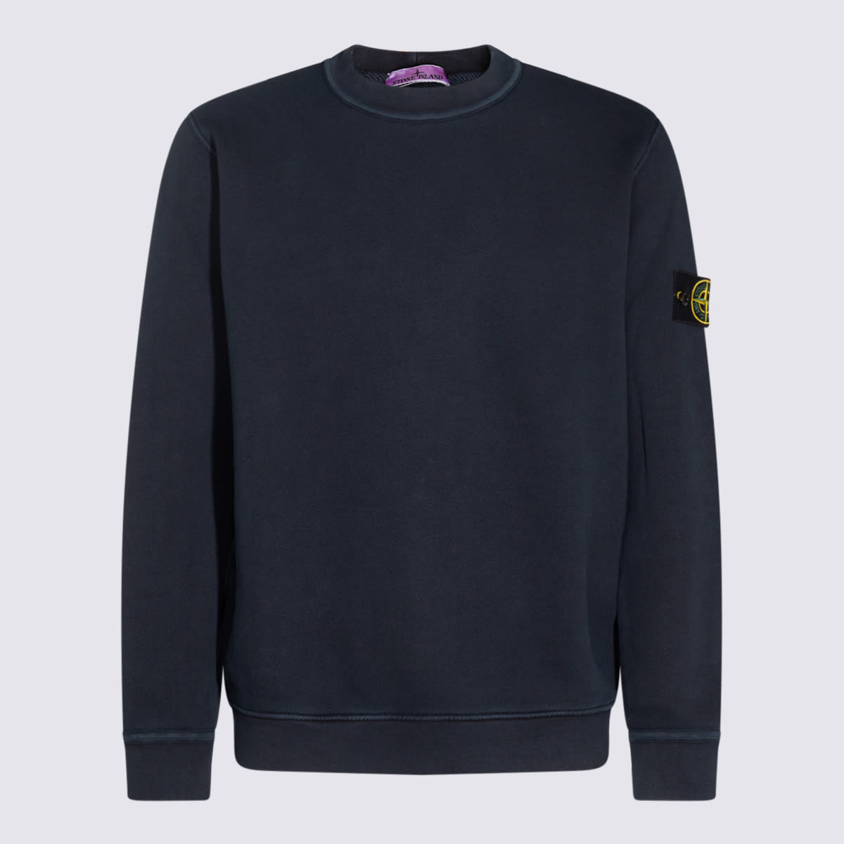 Shop Stone Island Blue Cotton Sweatshirt