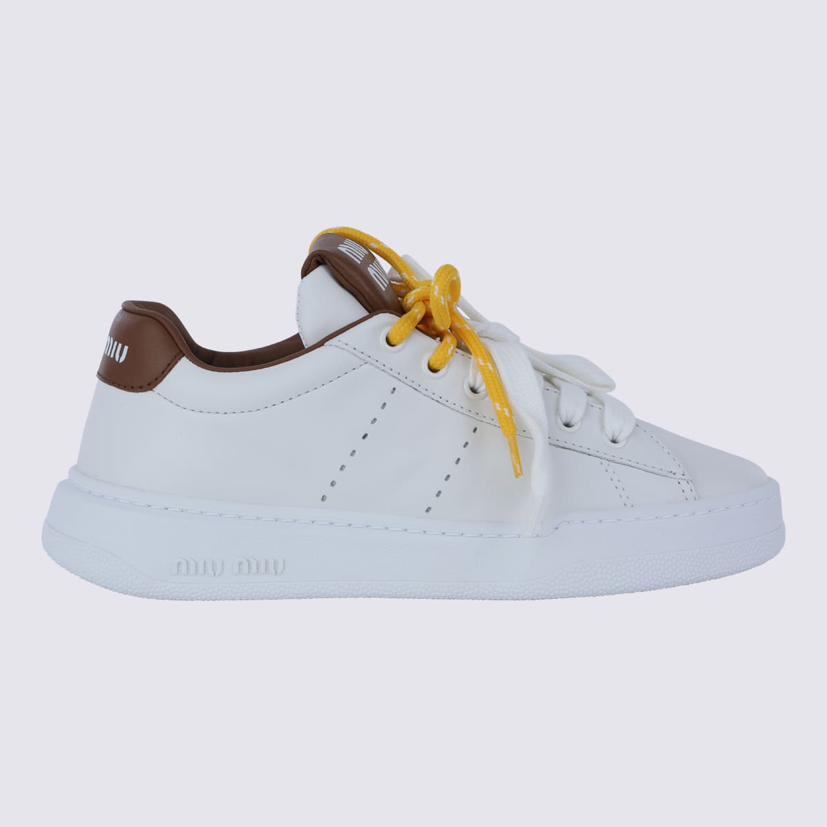 Miu Miu White Leather Sneakers In White