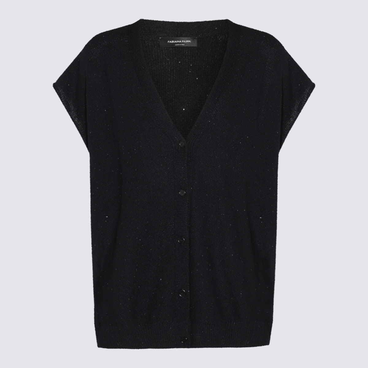 Shop Fabiana Filippi Black Cotton Blend Cardigan