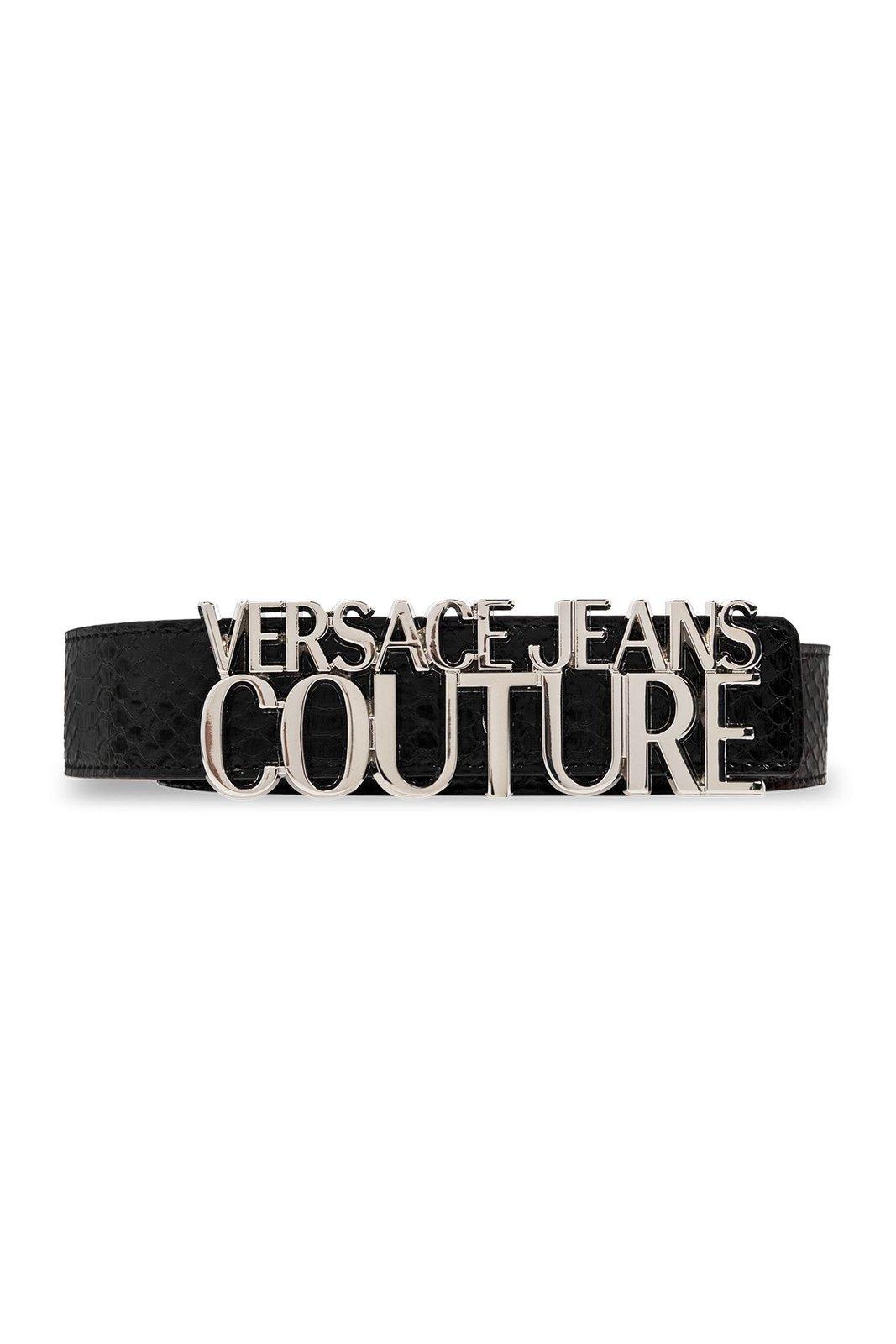 Versace Jeans Couture Logo Lettering Buckle Belt In Black