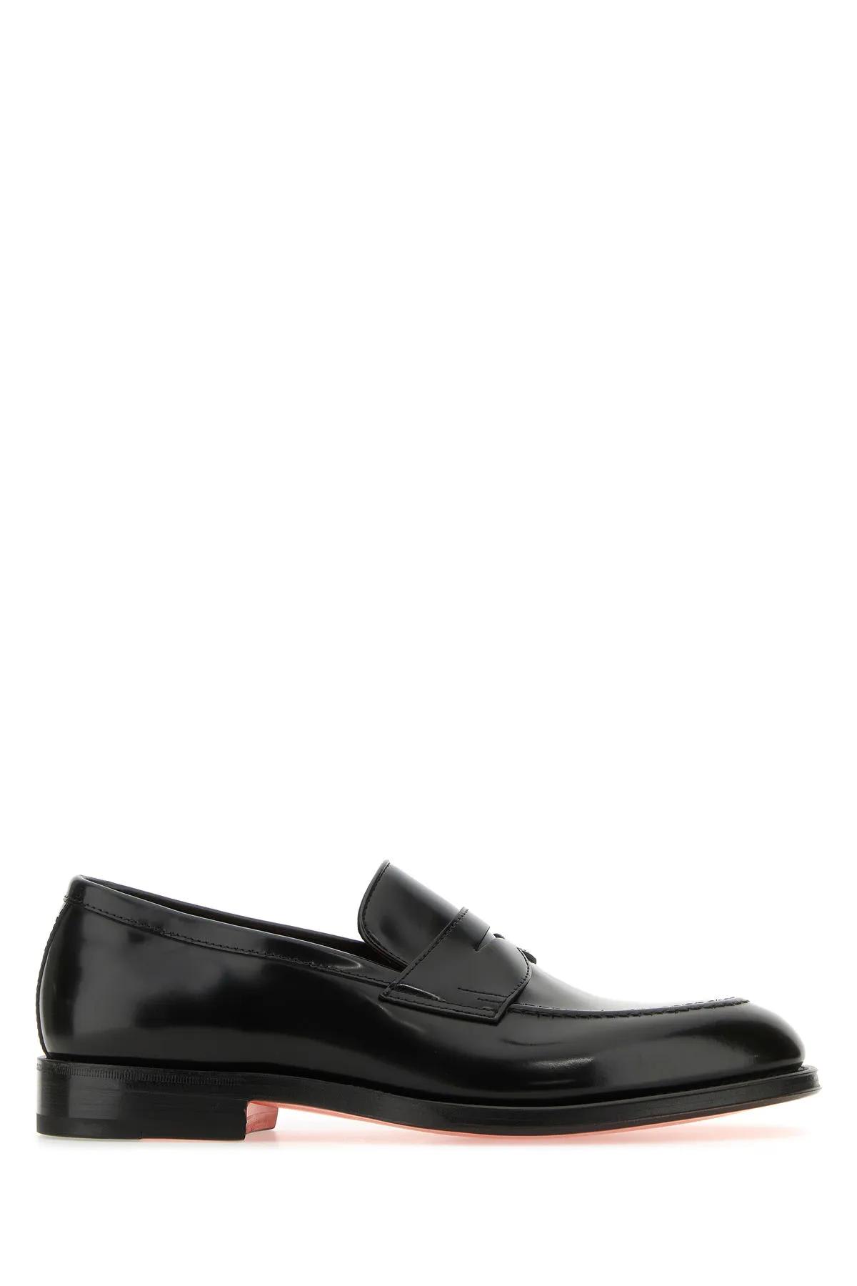 Black Leather Penny Loafers