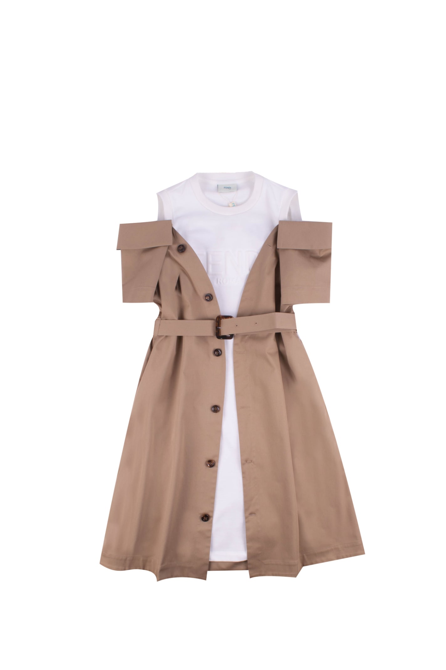 Fendi Kids Dress In Sweatshirt And Trench Fabric In Multicolor ModeSens