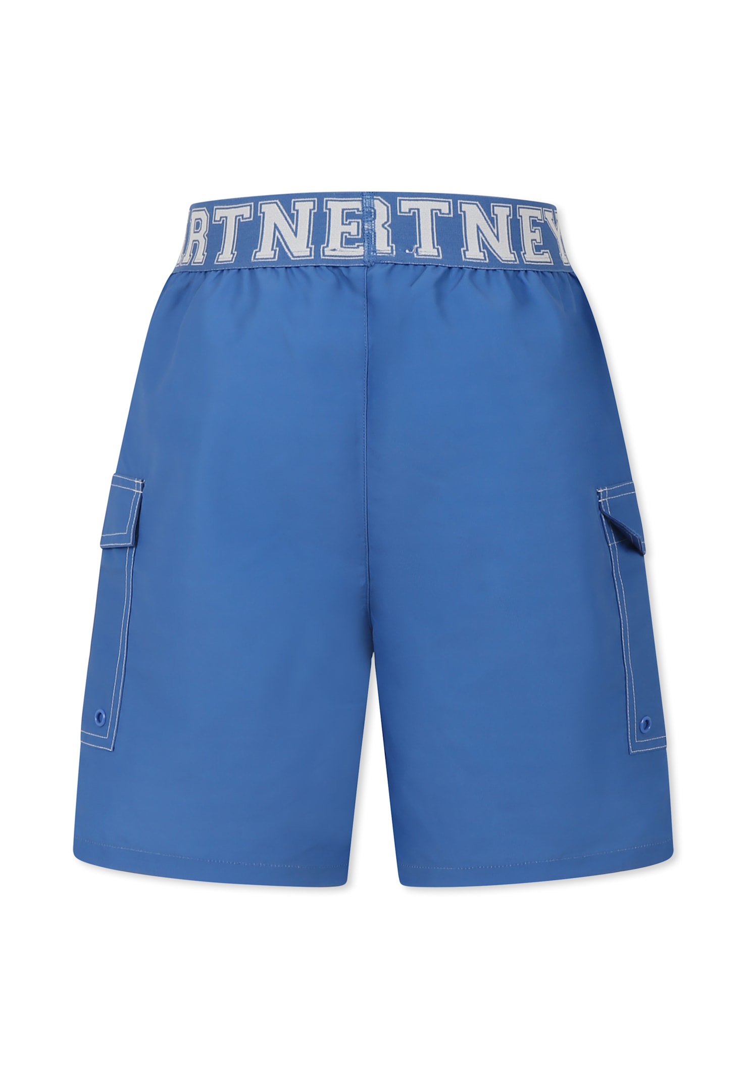 Stella Mccartney Blue Swim Shorts For Boy With Logo In Blue