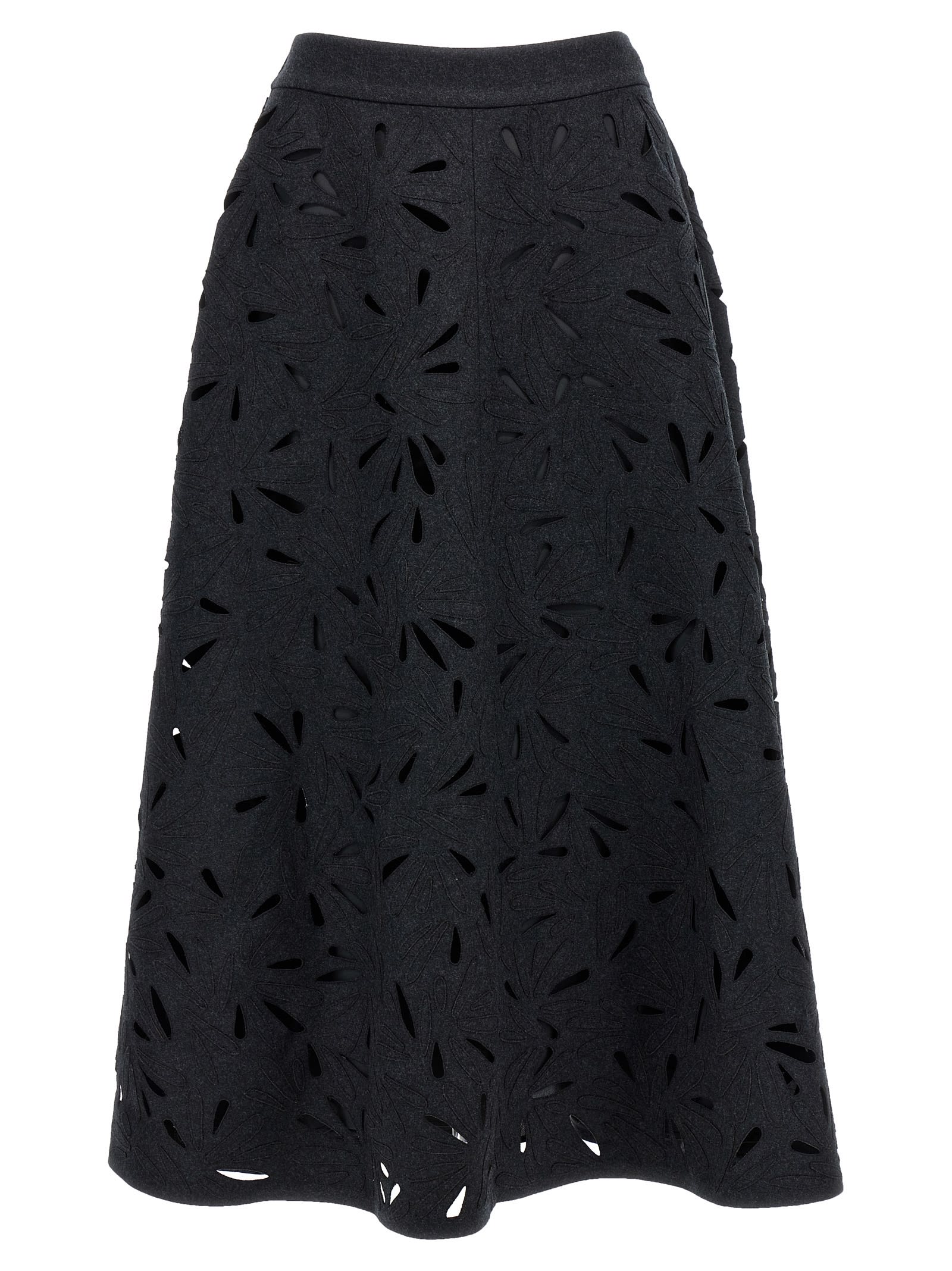 Shop Brunello Cucinelli Openwork Embroidery Skirt